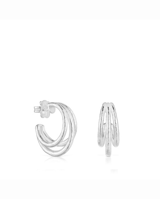 Imagen 0 de Pendientes Duna de aro de plata 26 mm