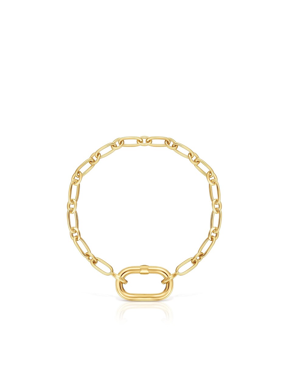 Pulsera Hold Oval con cadena bañada en oro 18 kt sobre plata y