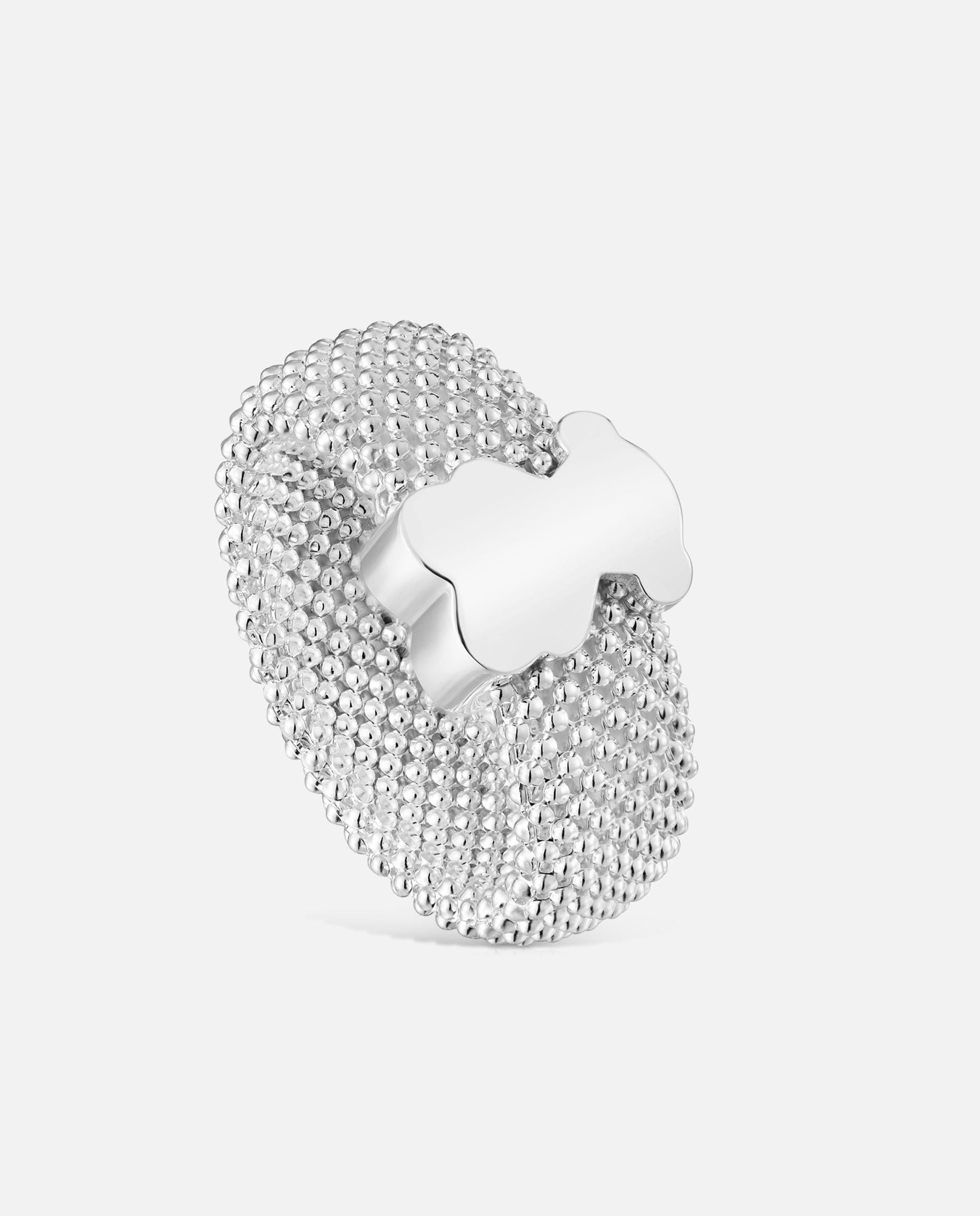 Imagen 0 de Anillo icon mesh de plata con oso 10 mm Plateado