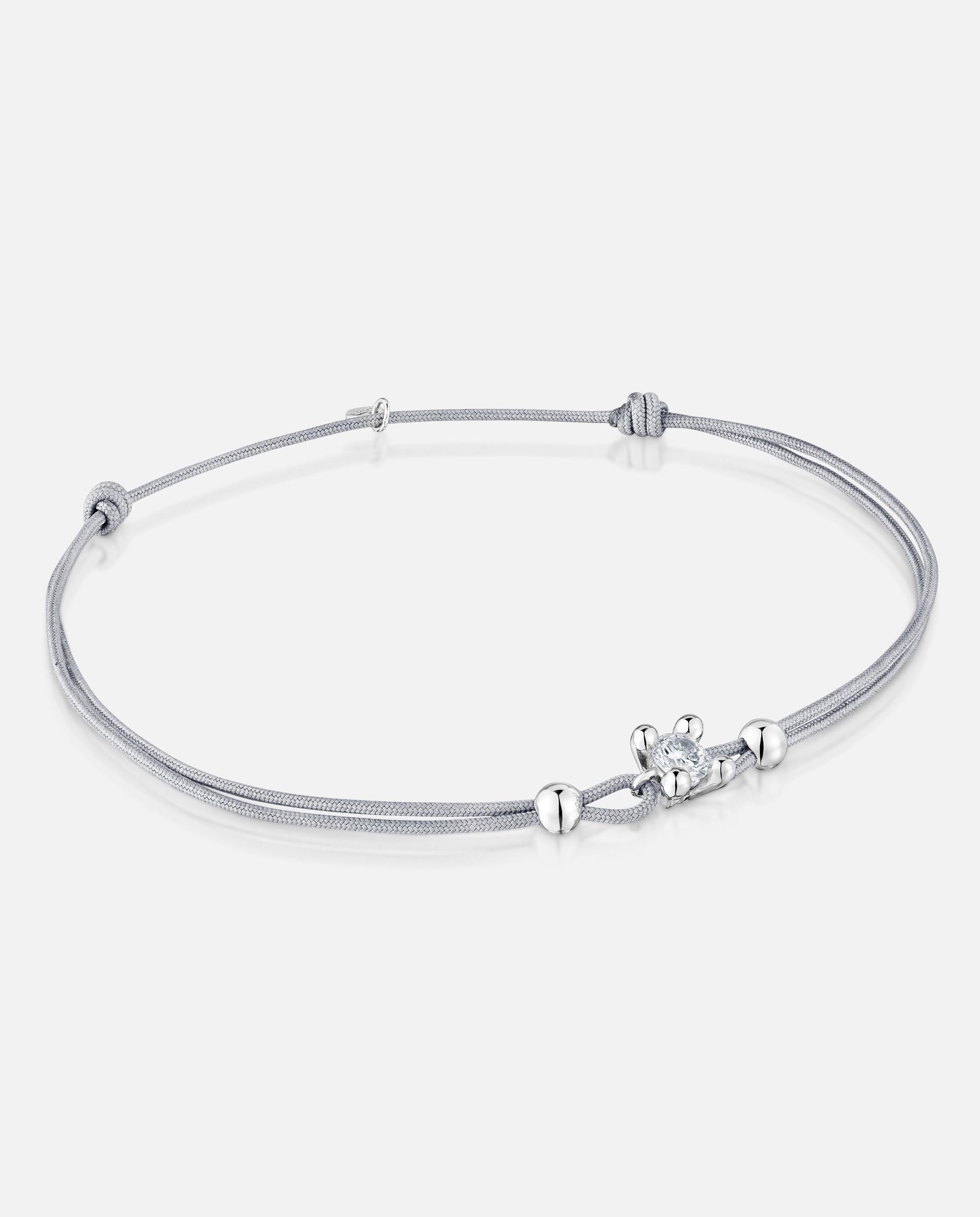 Imagen 1 de Pulsera de nylon gris shine lgd con platino y diamante creado en laboratorio - Tous - Blanco Blanco
