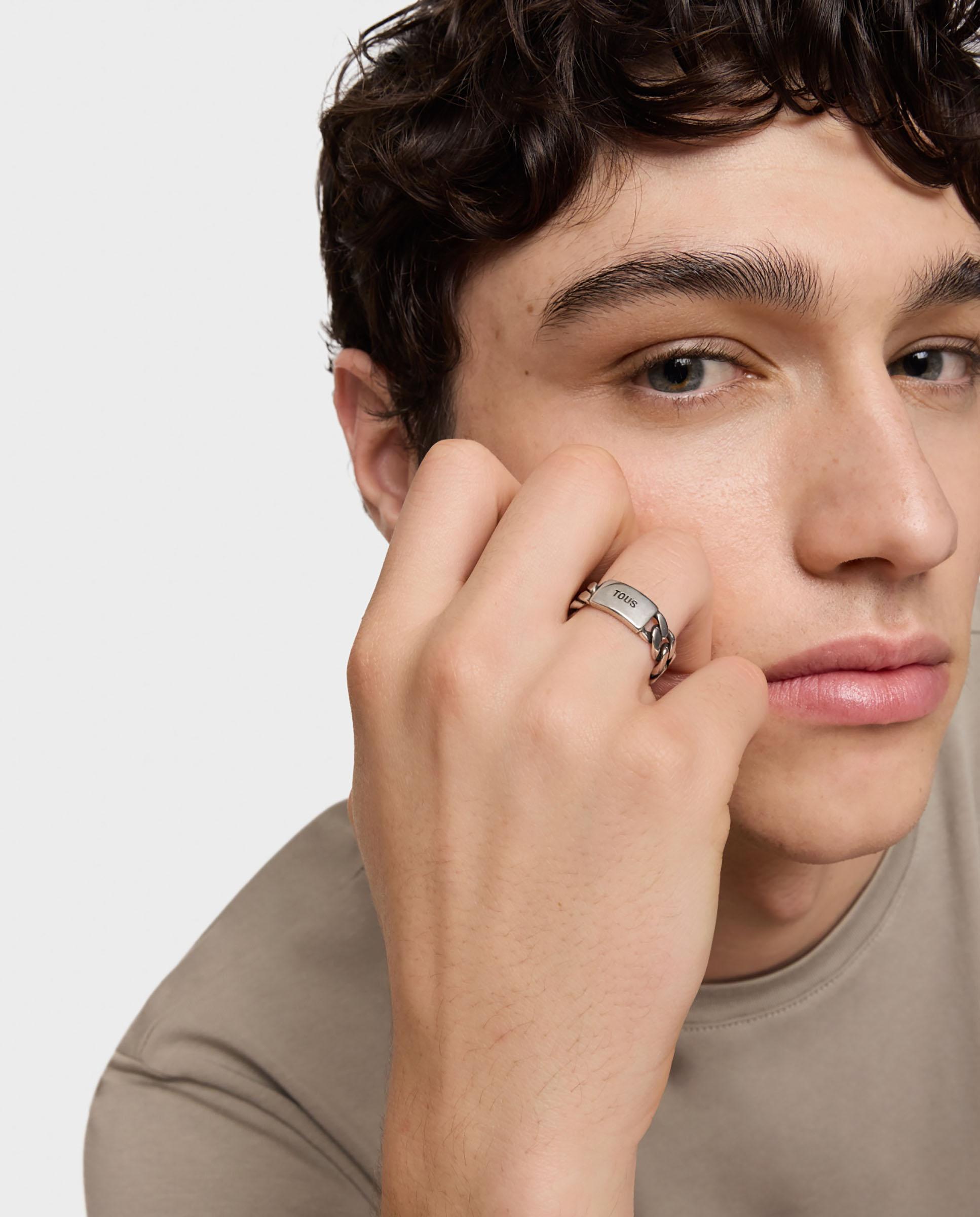 Anillo de hombre tous man cadena de plata 7 mm - Plateado Plateado-4