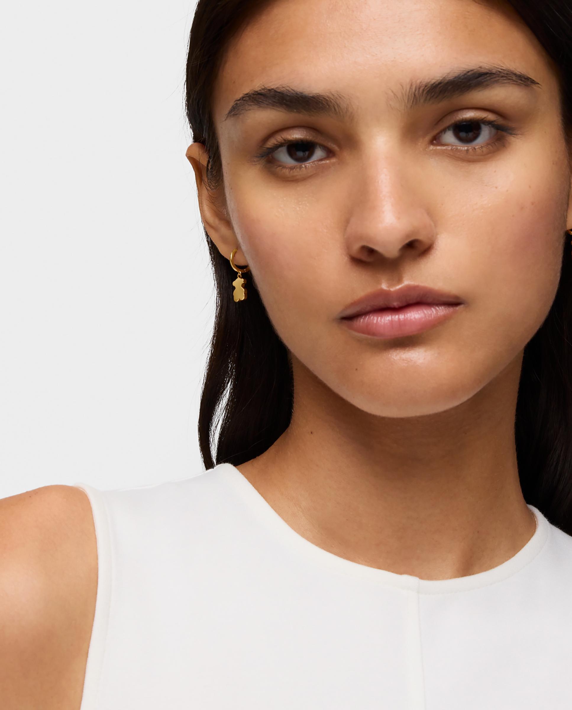 Pendientes de aro sweet dolls bañados en oro 18 kt sobre plata y oso colgante - Tous - Dorado Dorado-3