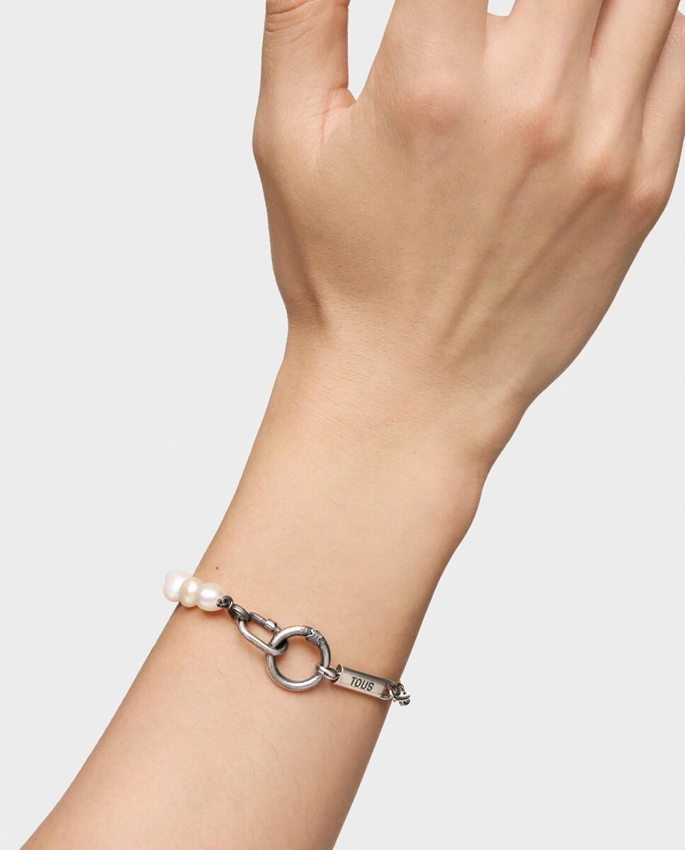 Pulsera Hold Perlas Tous Pulsera Hold Man Cadena Barbada De Plata
