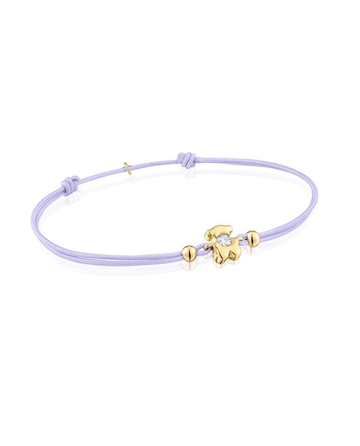 Imagen 0 de Pulsera Lili de oro con diamante creado en laboratorio y nylon malva