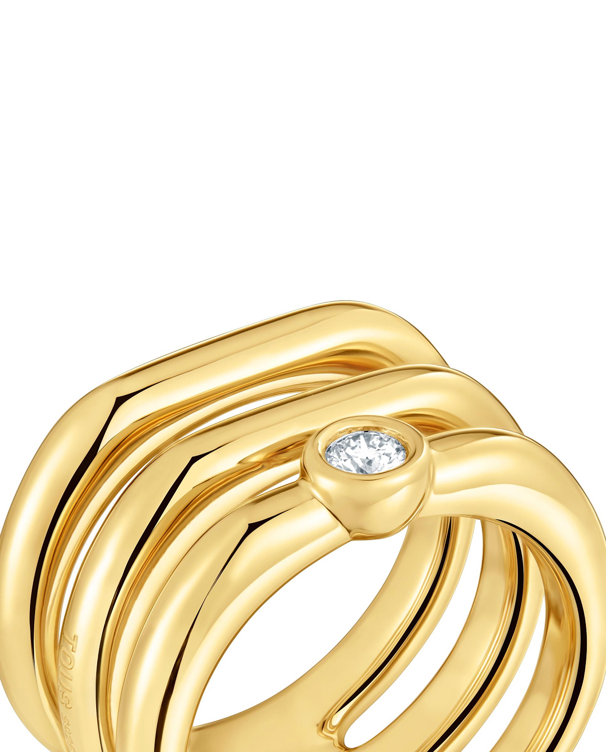 Anillo con piedras line triple bañado en 18 kt sobre plata y diamante creado en laboratorio Blanco-4