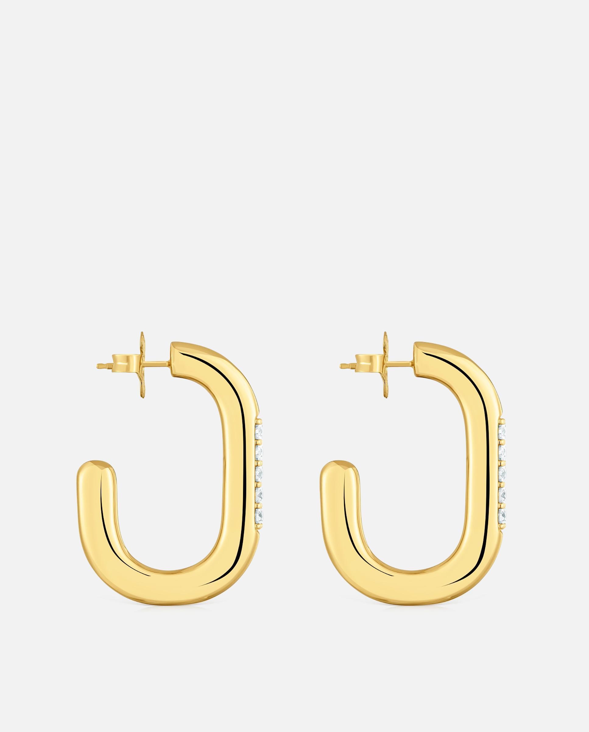 Pendientes de aro line bañados en 18 kt sobre plata y diamantes creados en laboratorio 35 mm - Tous - Blanco Blanco-2