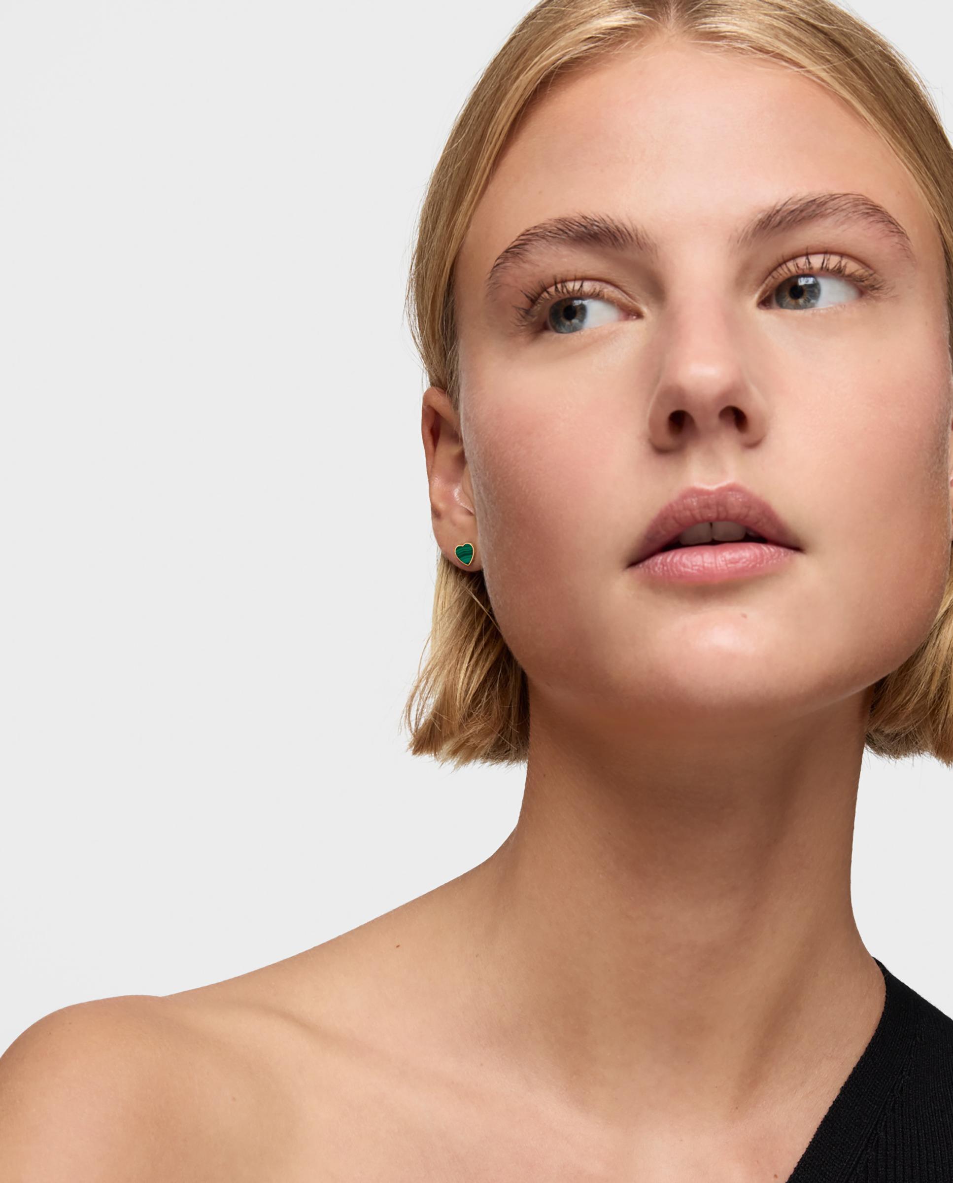 Pendientes corazón de oro 14 kt y malaquita - Tous - Verde Verde-3