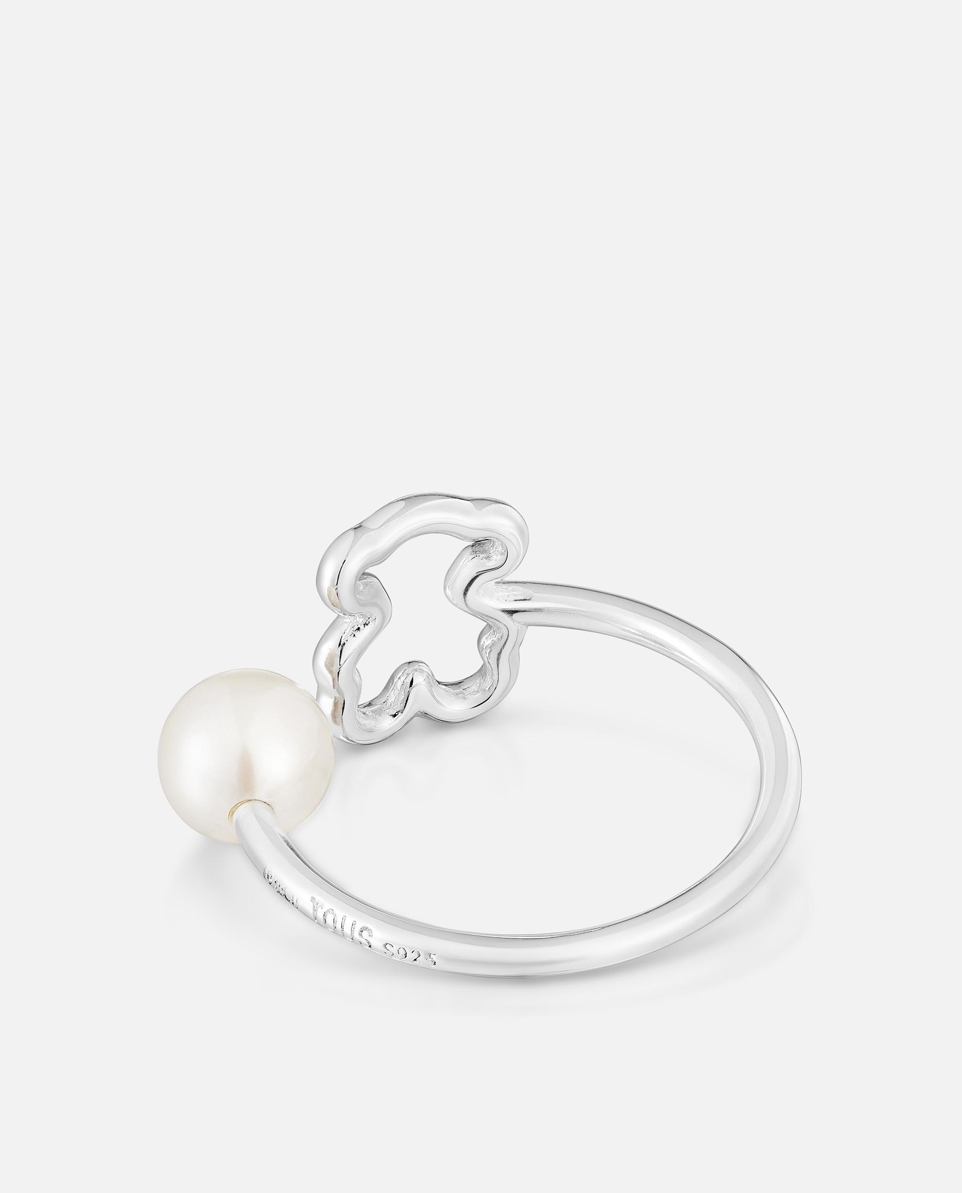 Anillo con piedra new silueta de plata con perla - Tous - Blanco Blanco-3