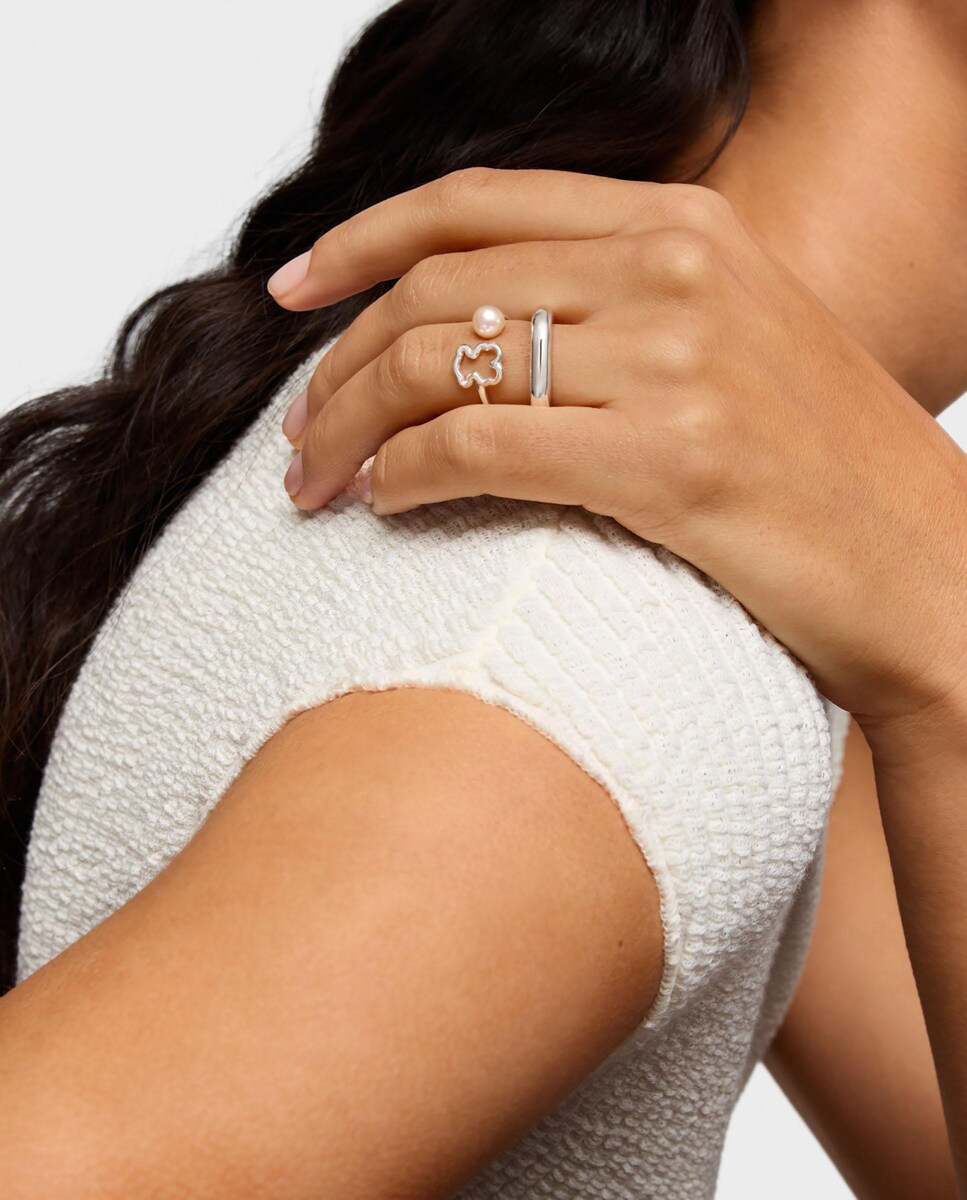 Anillo abierto New Silueta de plata con perla · Tous · El Corte Inglés