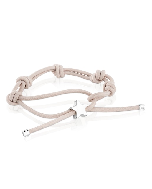 Imagen 0 de Pulsera Sweet Dolls elástica burdeos con oso bañado en oro 18 kt sobre plata