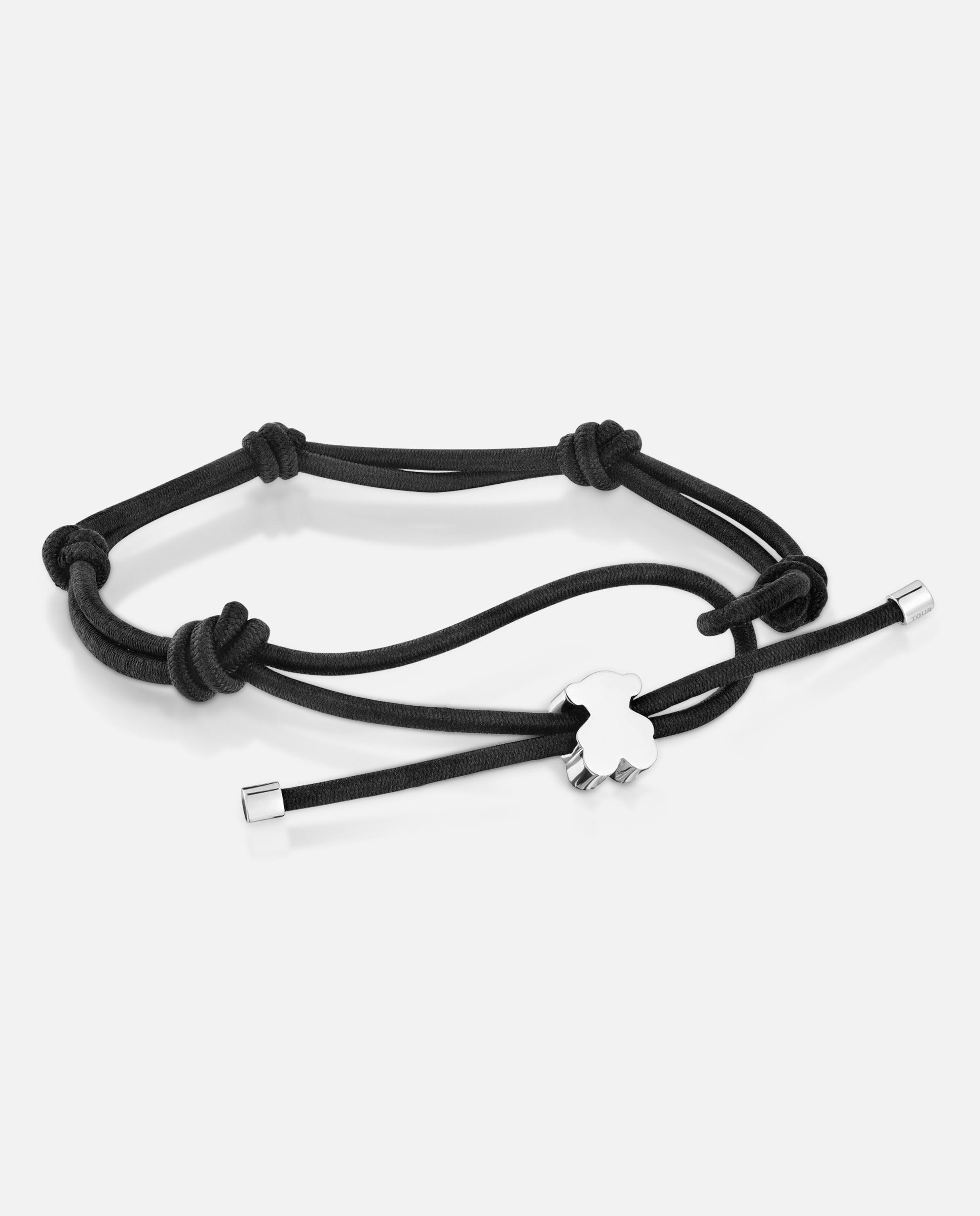 Imagen 1 de Pulsera sweet dolls elástica con oso de plata Negro