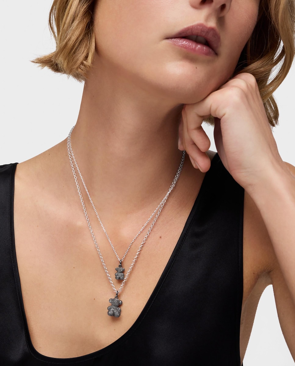 Colgante  Bold Bear  oso de plata dark silver diamantada Gris-5