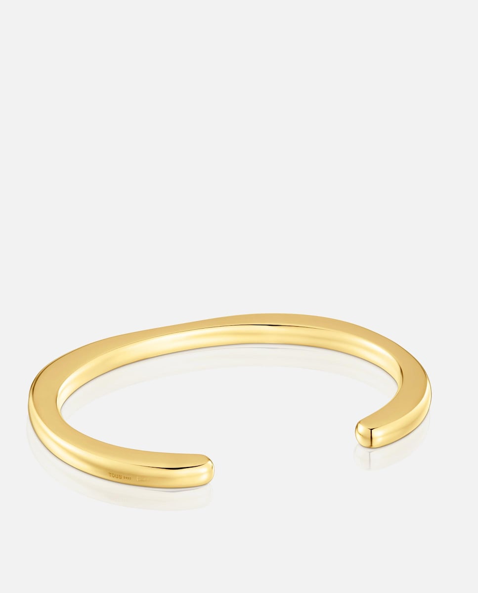 Pulsera esclava Line con baño de oro 18 kt sobre plata y espinelas Negro-3