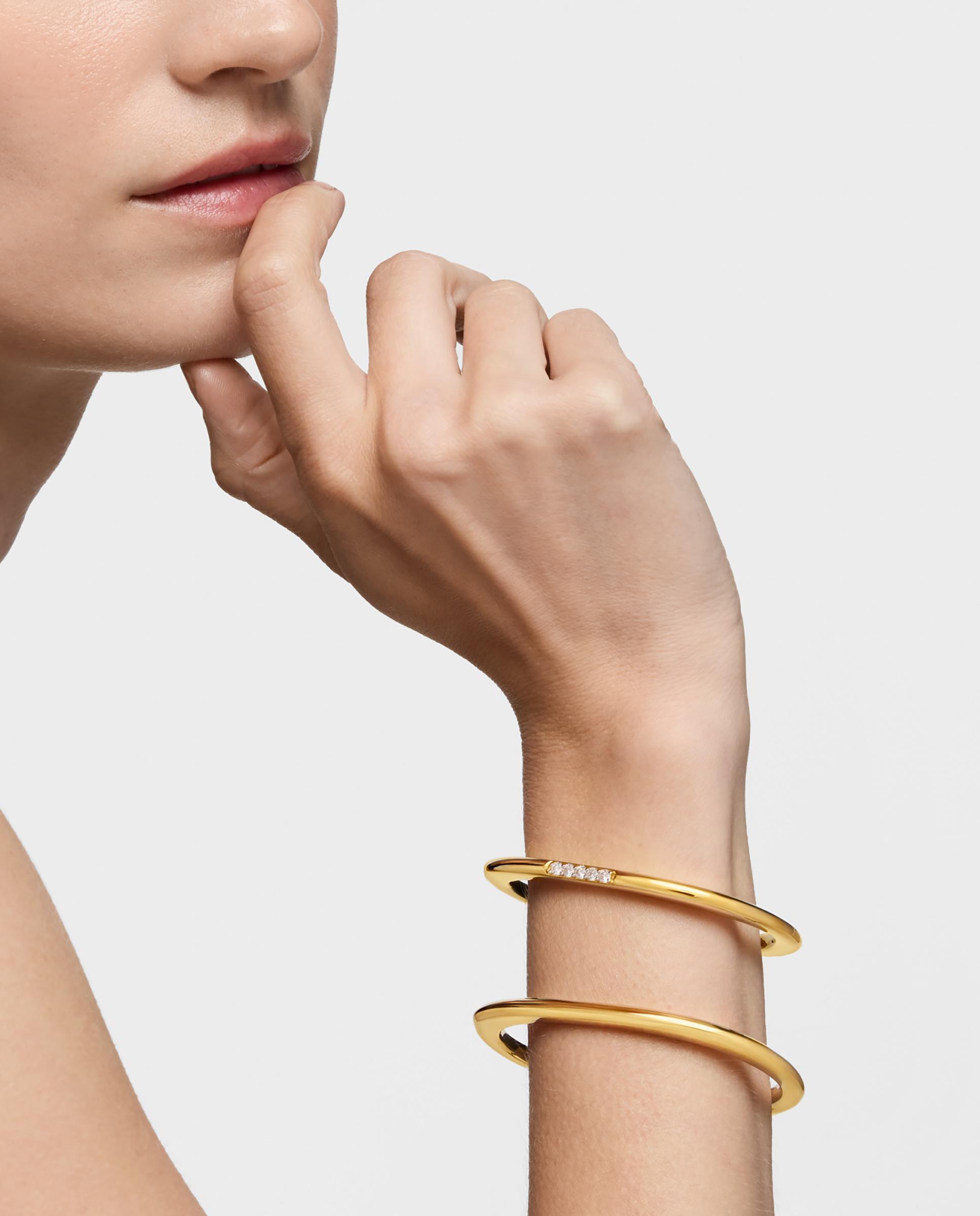 Pulsera rígida line con baño de oro 18 kt sobre plata - Tous - Dorado Dorado-6