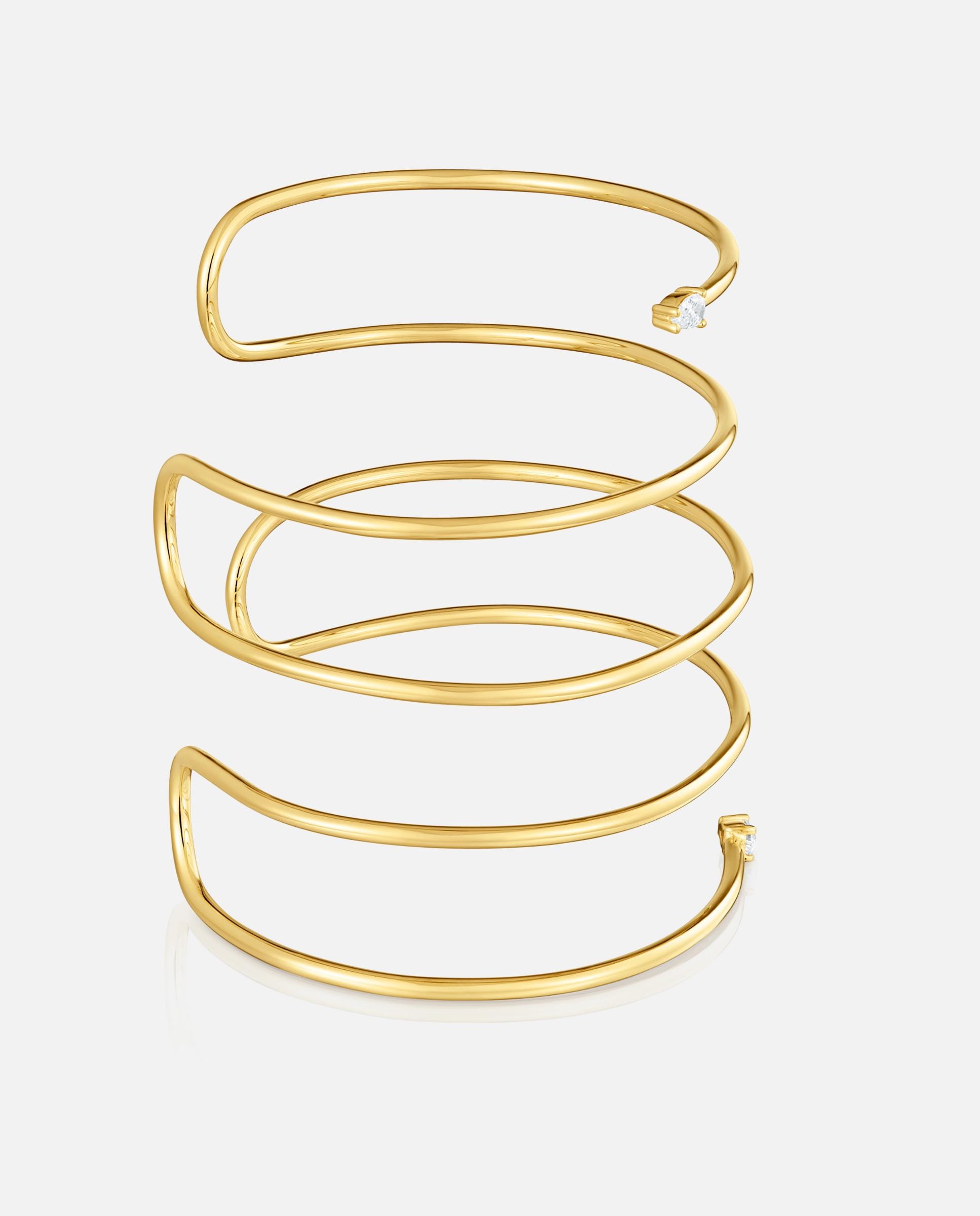 Pulsera rígida doble con baño de oro 18 kt sobre plata y diamantes creados en laboratorio lio lgd - Tous - Blanco Blanco-2