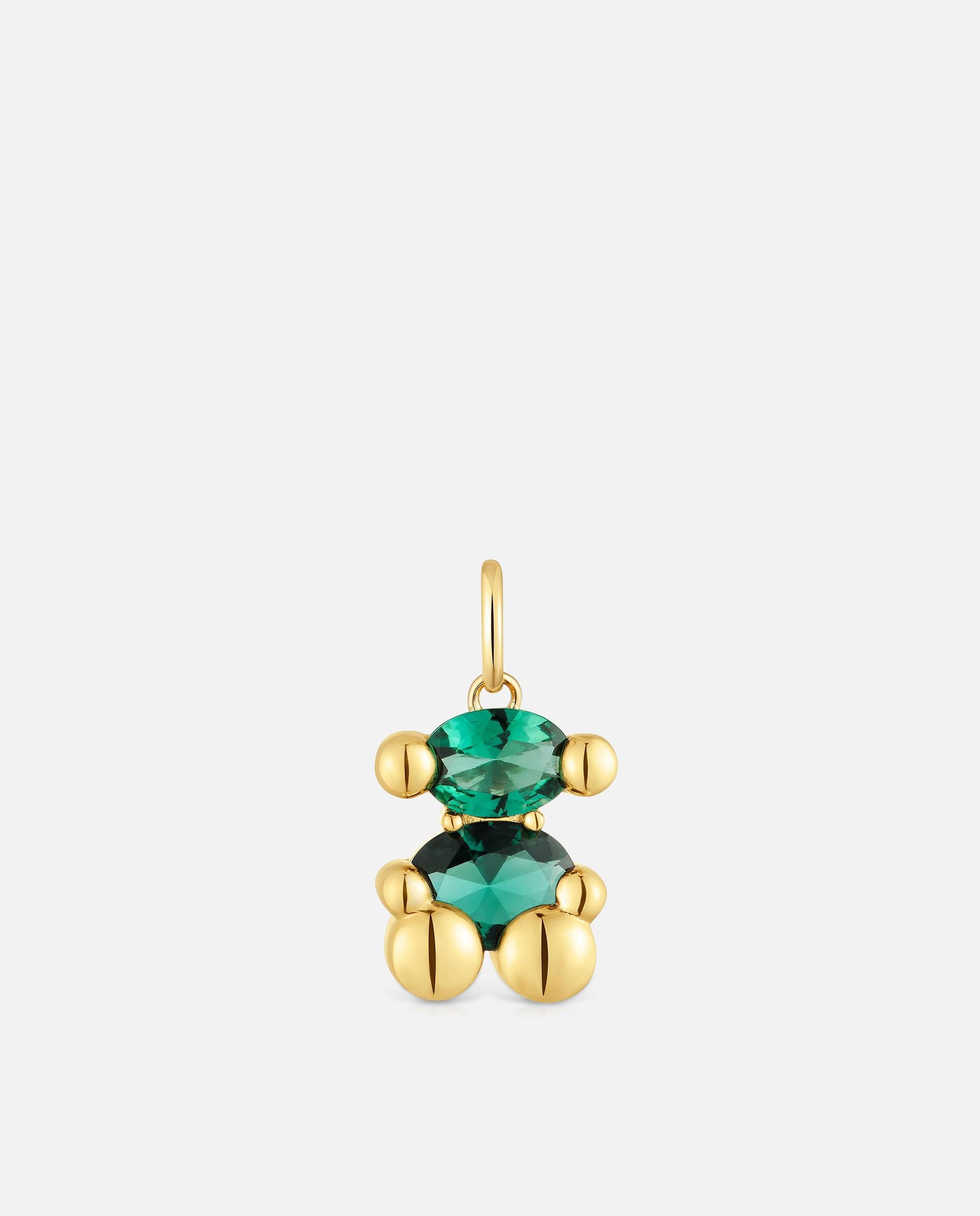 Imagen 0 de Colgante pequeño color bear lgg de oso bañado en oro 18 kt sobre plata con esmeralda creada en laboratorio Verde