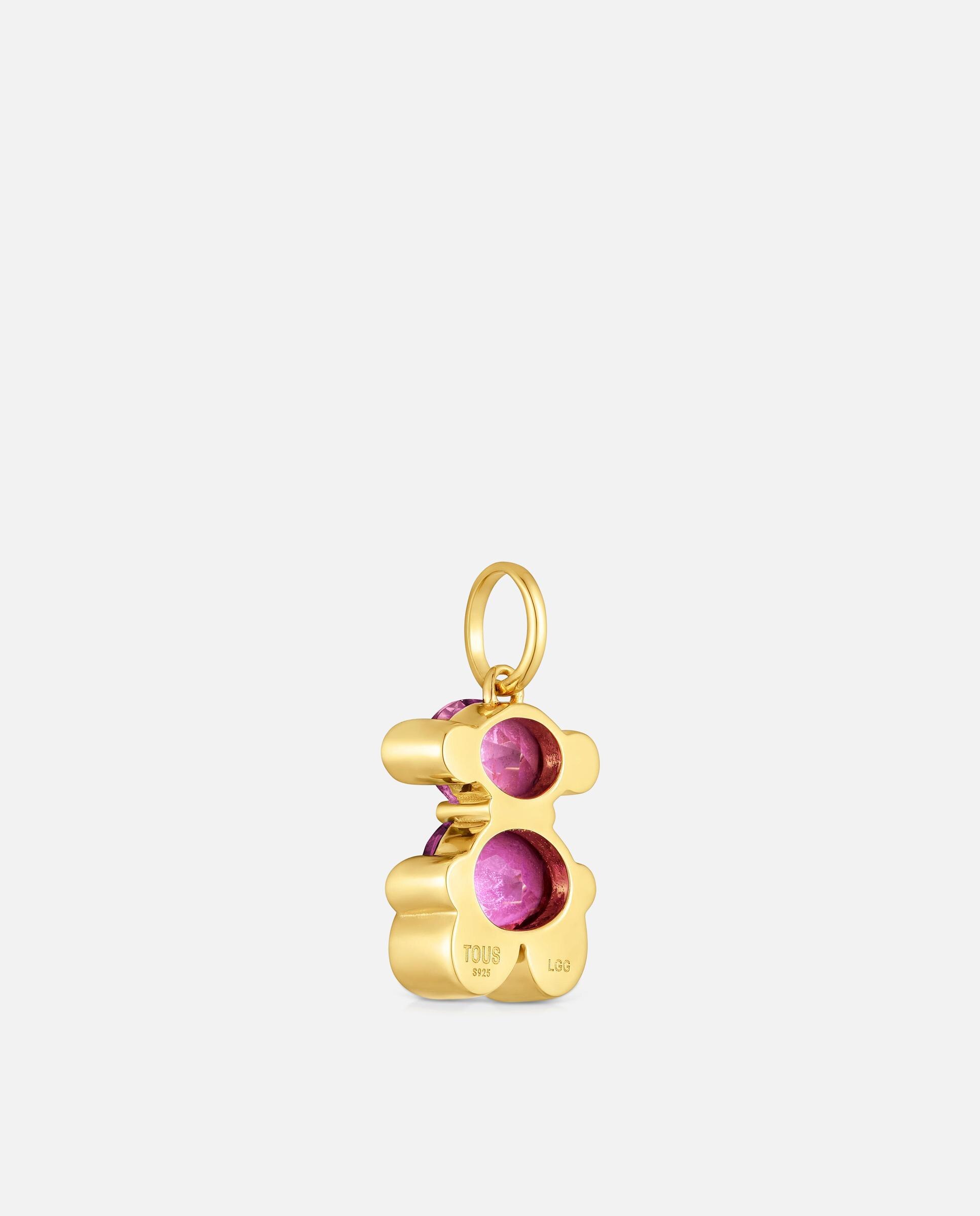 Colgante bañado en oro 18 kt sobre plata con espinela color bear lgg pequeño - Tous - Rosa Rosa-3