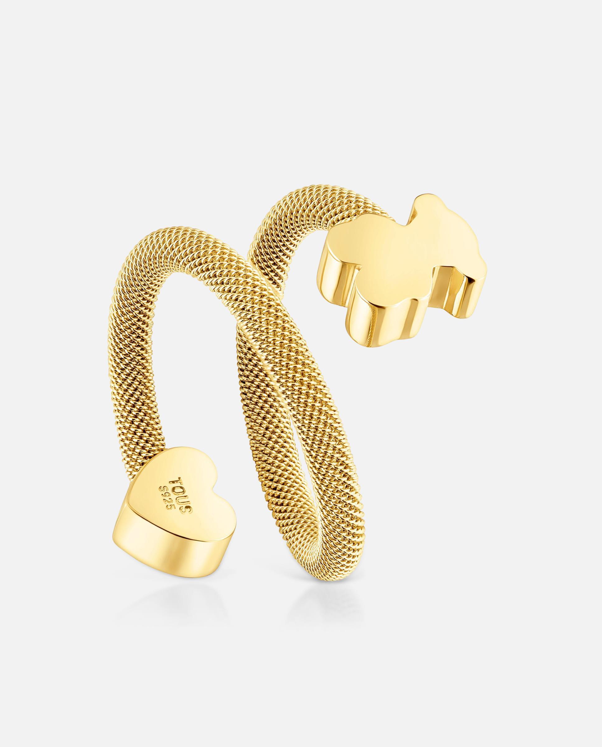 Imagen 0 de Anillo icon mesh espiral bañado en oro 18 kt sobre plata con corazón y oso Dorado