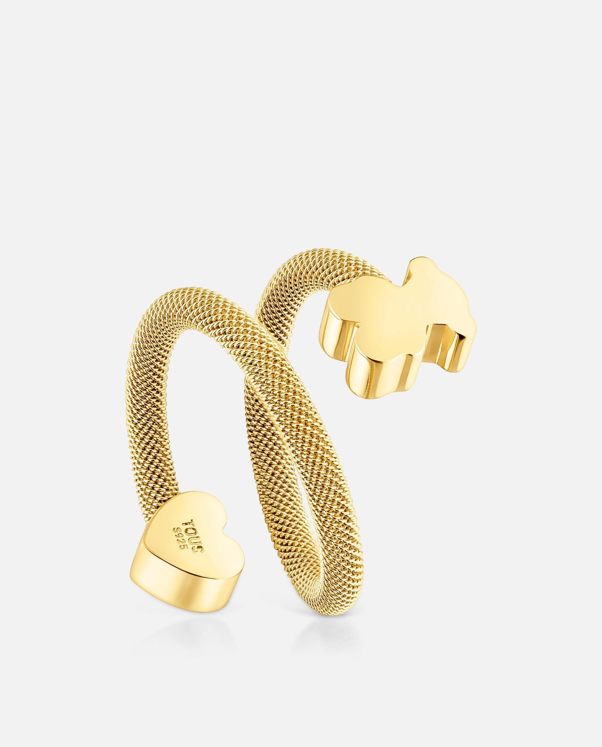 Anillo icon mesh espiral bañado en oro 18 kt sobre plata con corazón y oso - Tous - Dorado Dorado-2
