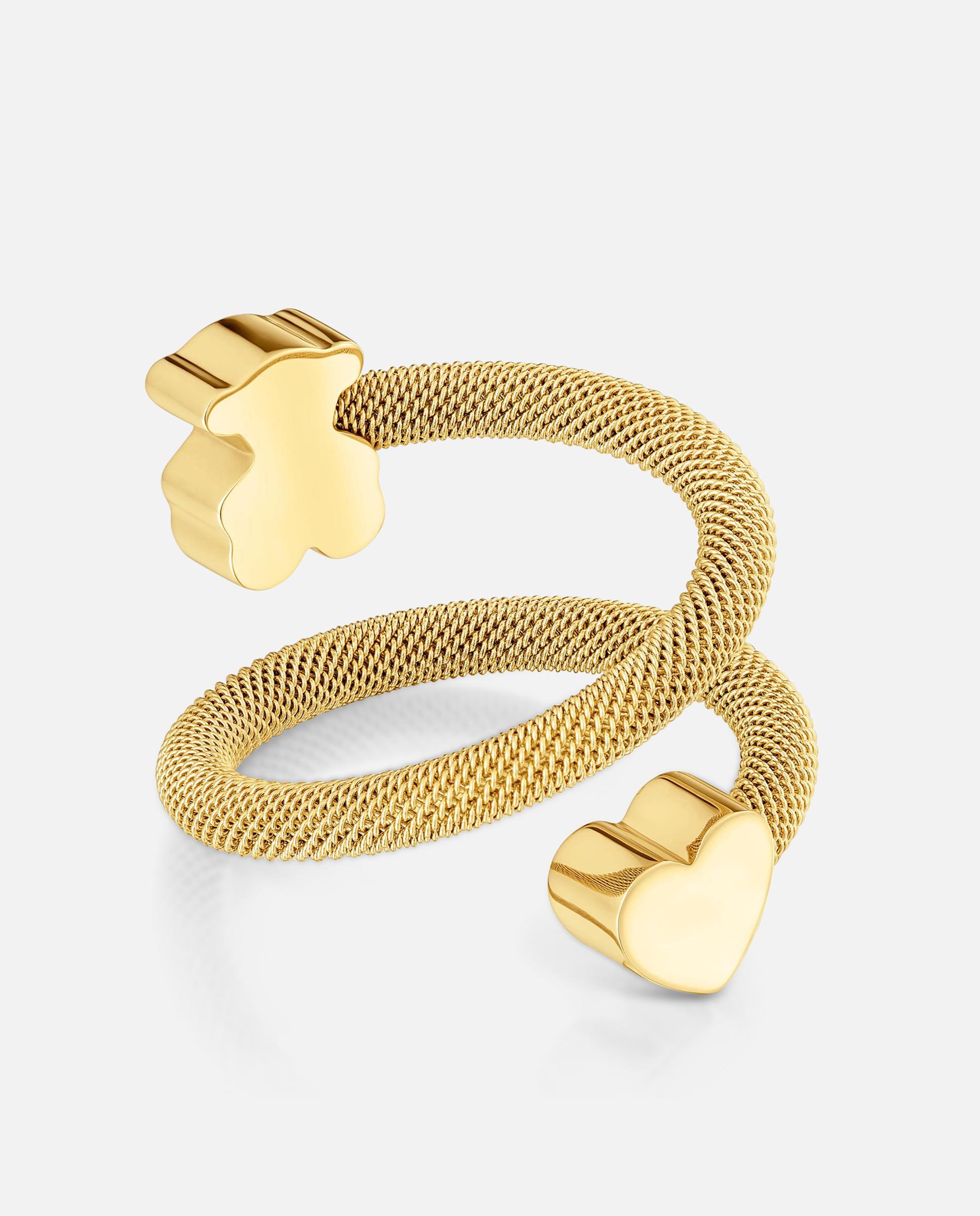 Anillo icon mesh espiral bañado en oro 18 kt sobre plata con corazón y oso - Tous - Dorado Dorado-3