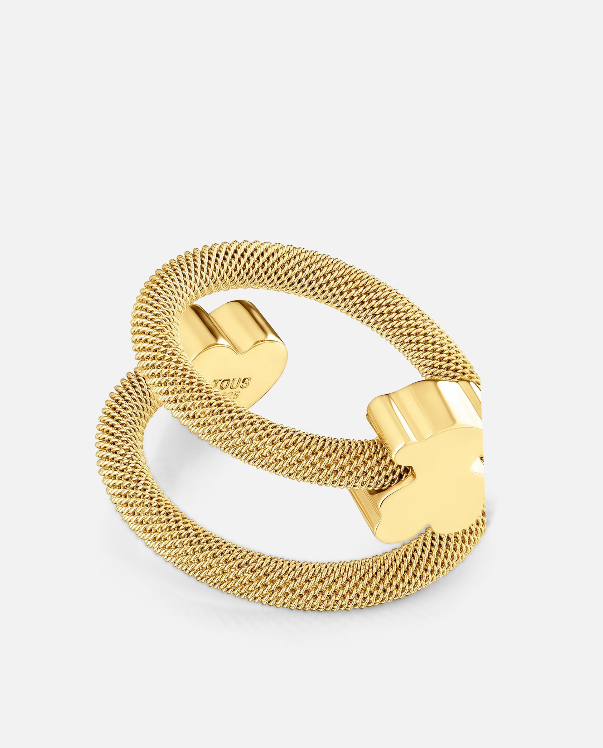 Anillo icon mesh espiral bañado en oro 18 kt sobre plata con corazón y oso - Tous - Dorado Dorado-4