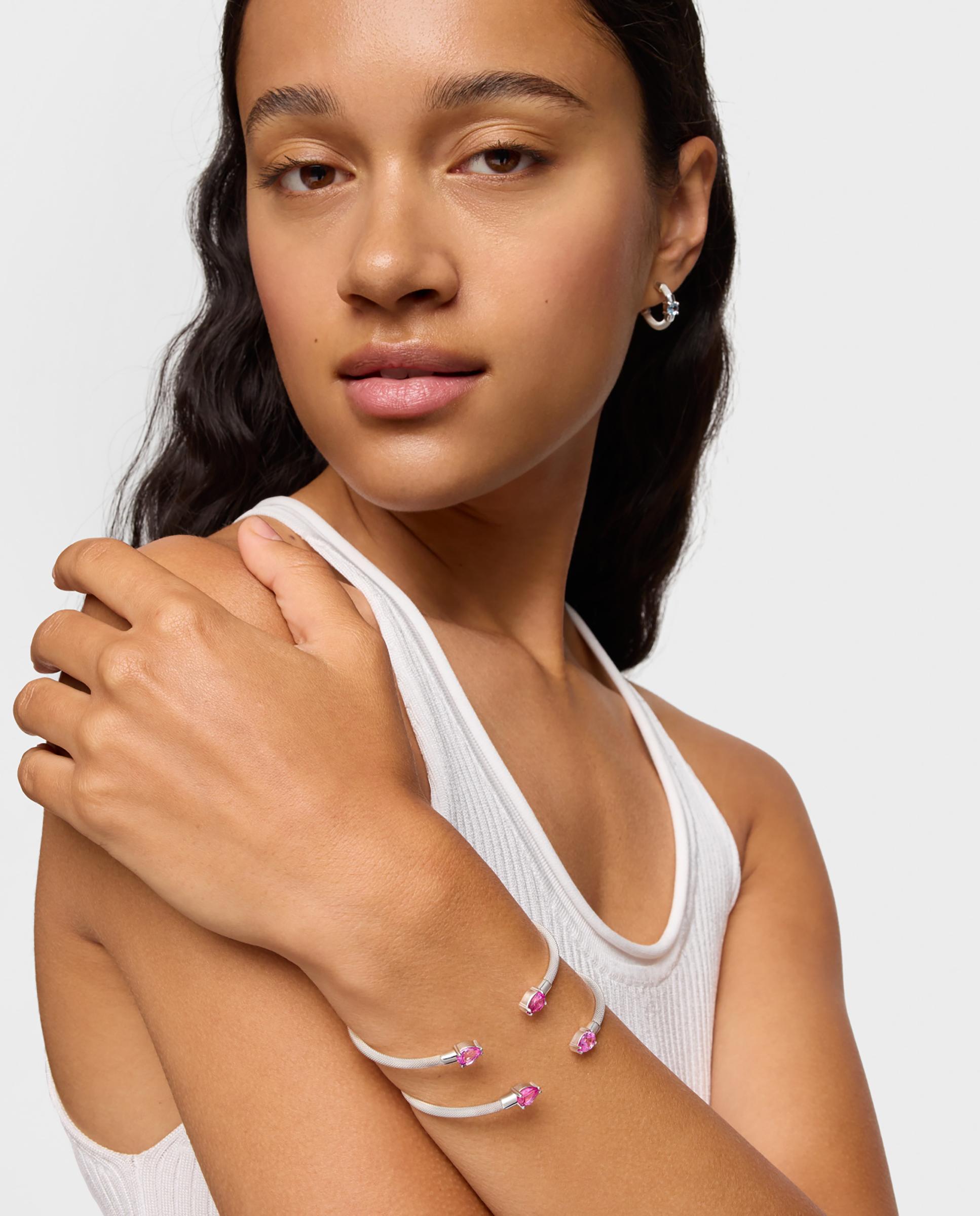 Brazalete esclava mesh lgg de plata y gemas - Tous - Rosa Rosa-5