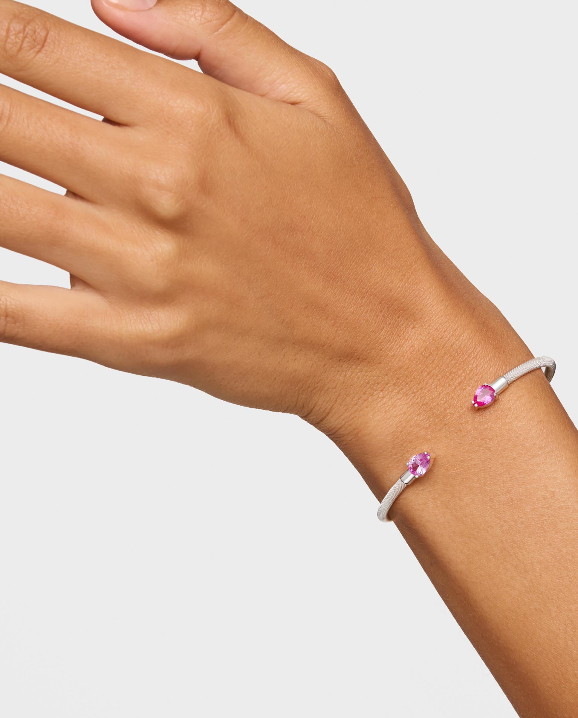 Brazalete esclava mesh lgg de plata y gemas - Tous - Rosa Rosa-6