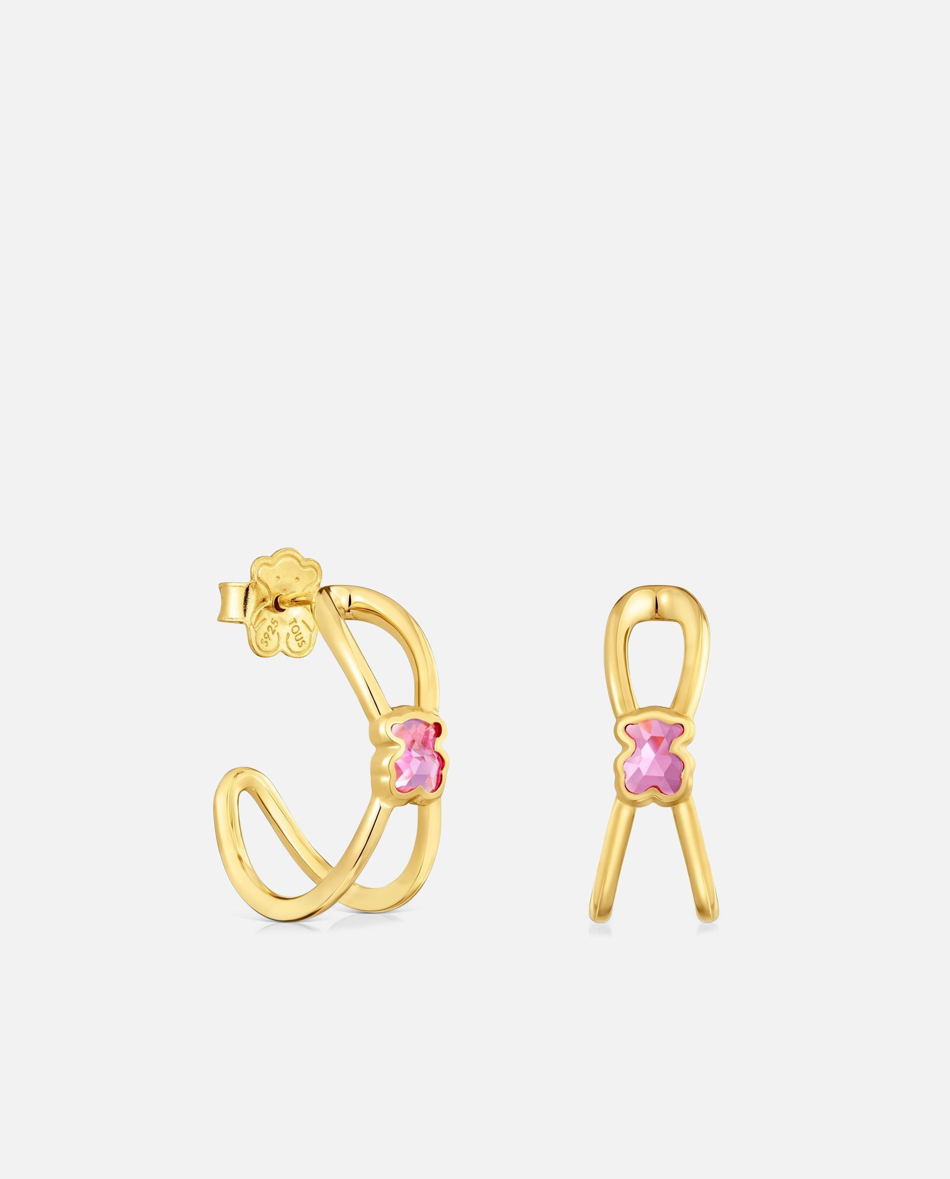 Pendientes de aro icon color lgg bañados en oro 18 kt sobre plata con rubí creado en laboratorio - Tous - Rojo Rojo-1