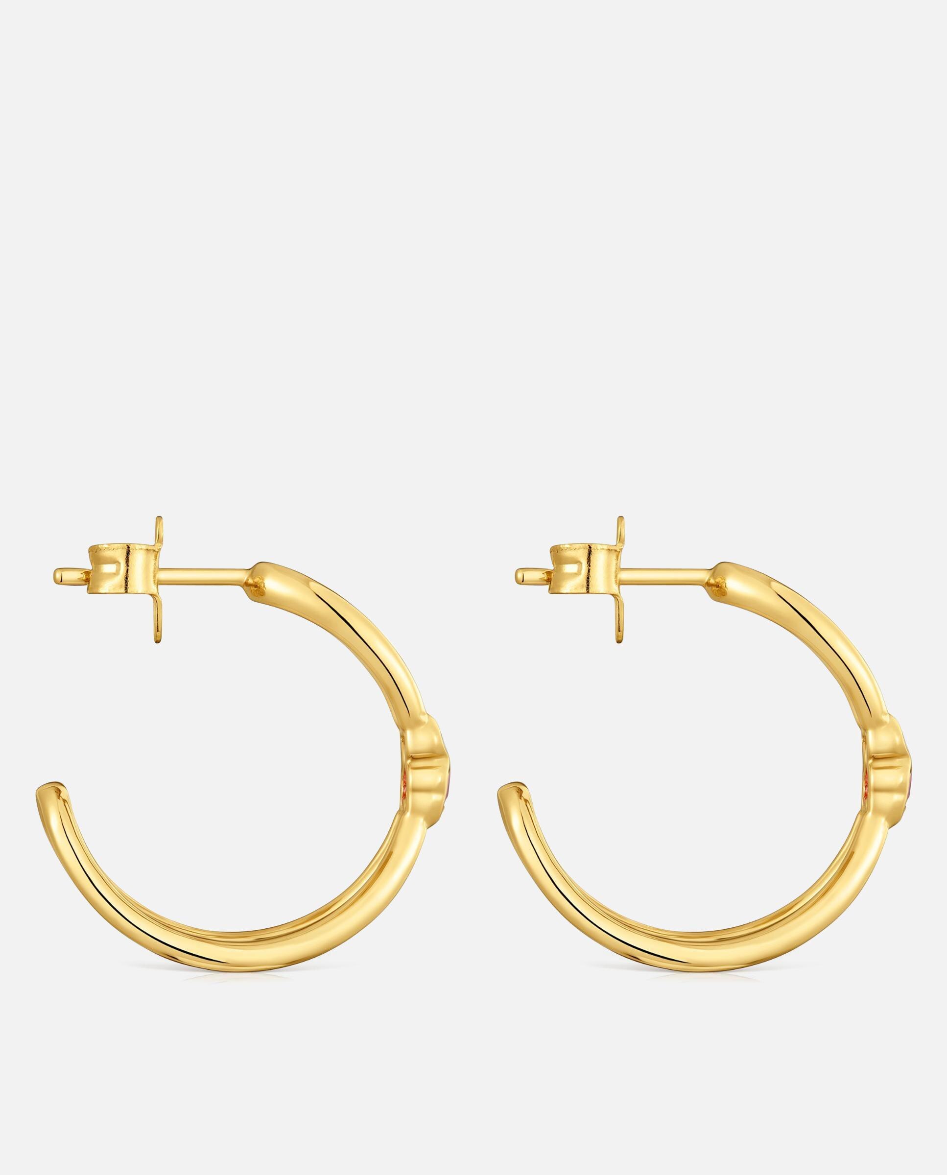 Pendientes de aro icon color lgg bañados en oro 18 kt sobre plata con rubí creado en laboratorio - Tous - Rojo Rojo-2