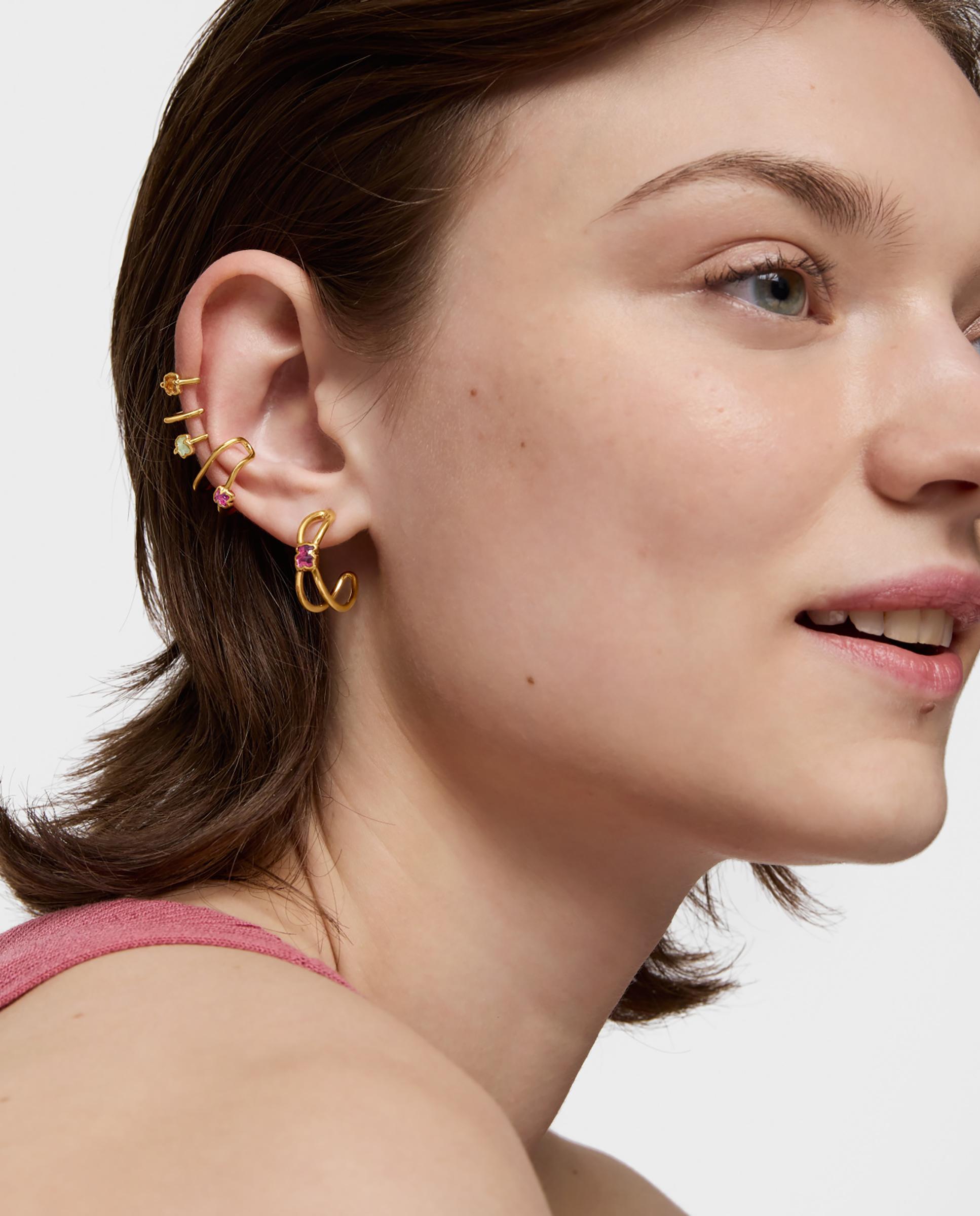 Pendientes de aro icon color lgg bañados en oro 18 kt sobre plata con rubí creado en laboratorio - Tous - Rojo Rojo-4