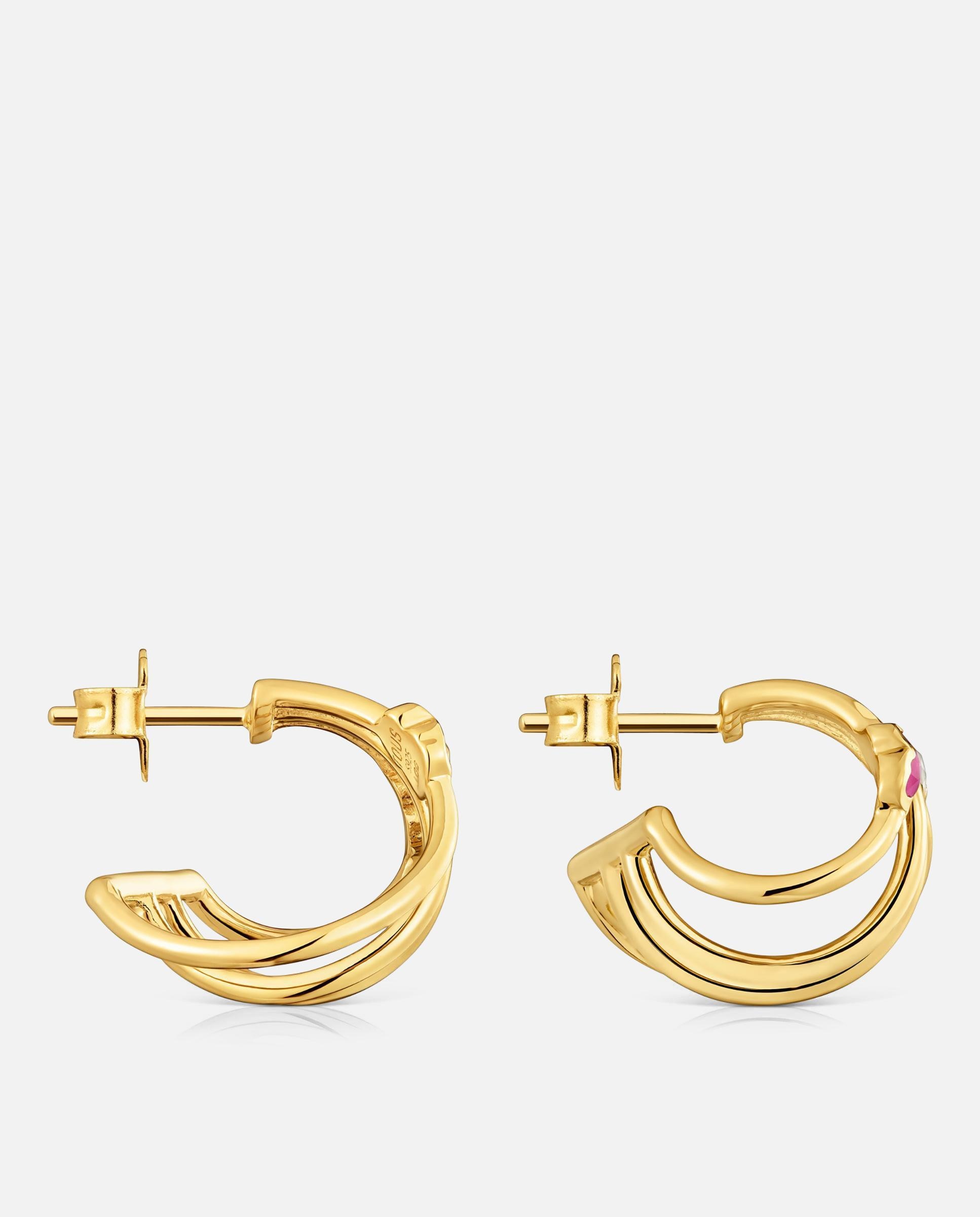Pendientes de aro icon color lgg bañados en oro 18 kt sobre plata con gemas creadas en laboratorio - Tous - Multicolor Multicolor-2