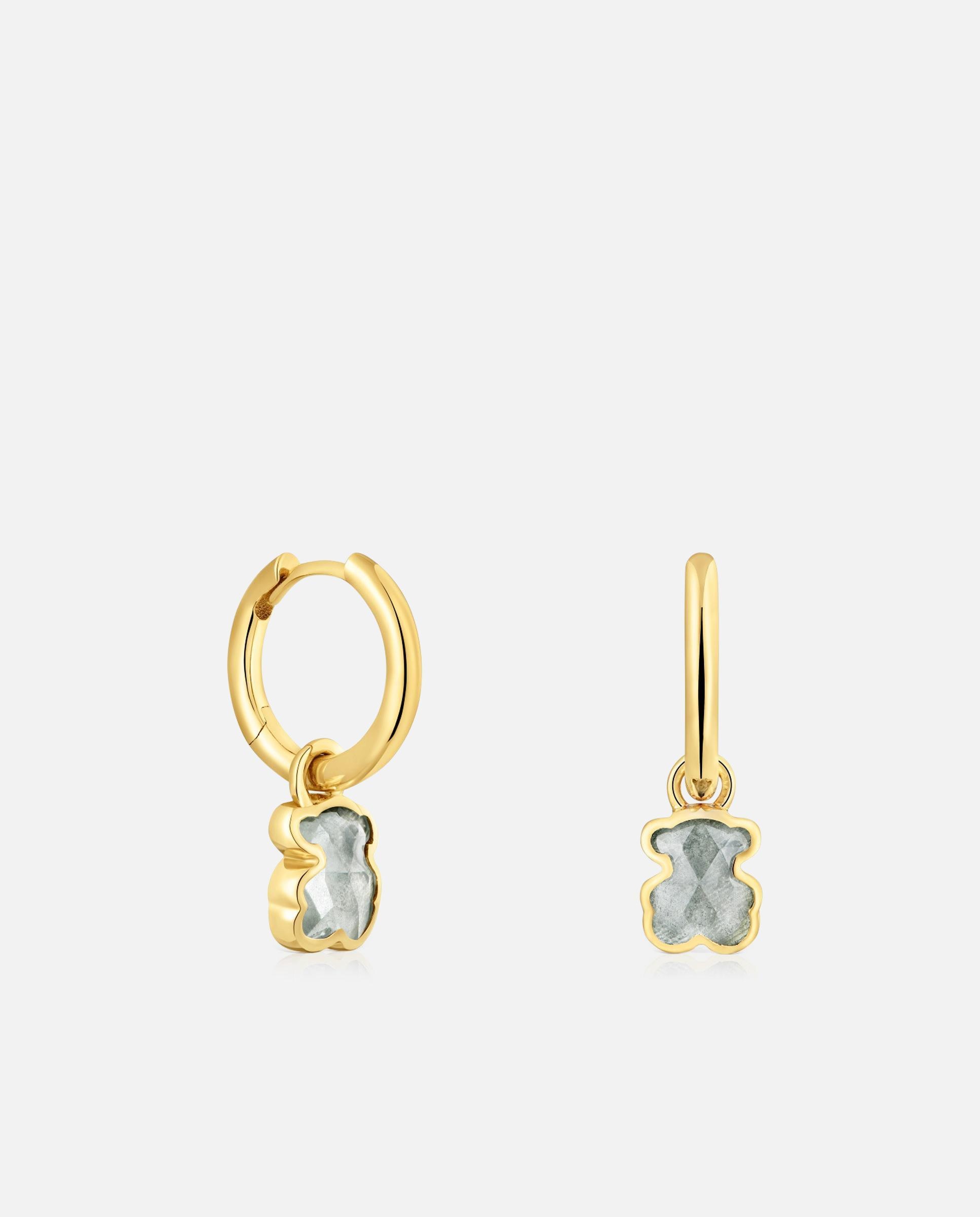 Pendientes de aro icon color lgg bañados en oro 18 kt sobre plata con espinela creada en laboratorio - Tous - Gris Gris-1