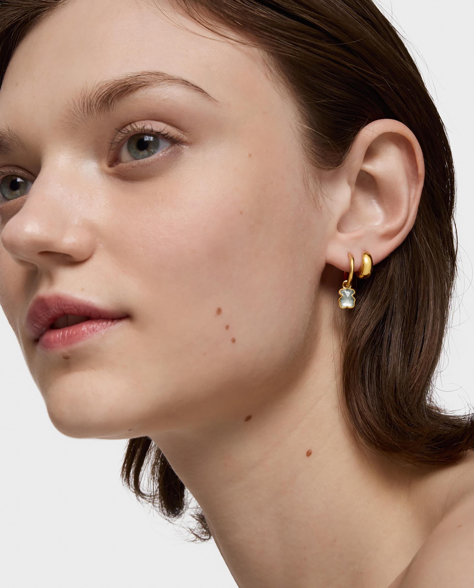 Pendientes de aro icon color lgg bañados en oro 18 kt sobre plata con espinela creada en laboratorio - Tous - Gris Gris-4