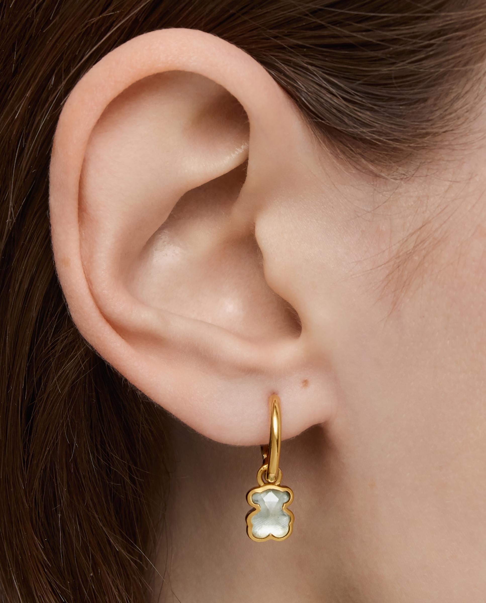 Pendientes de aro icon color lgg bañados en oro 18 kt sobre plata con espinela creada en laboratorio - Tous - Gris Gris-5