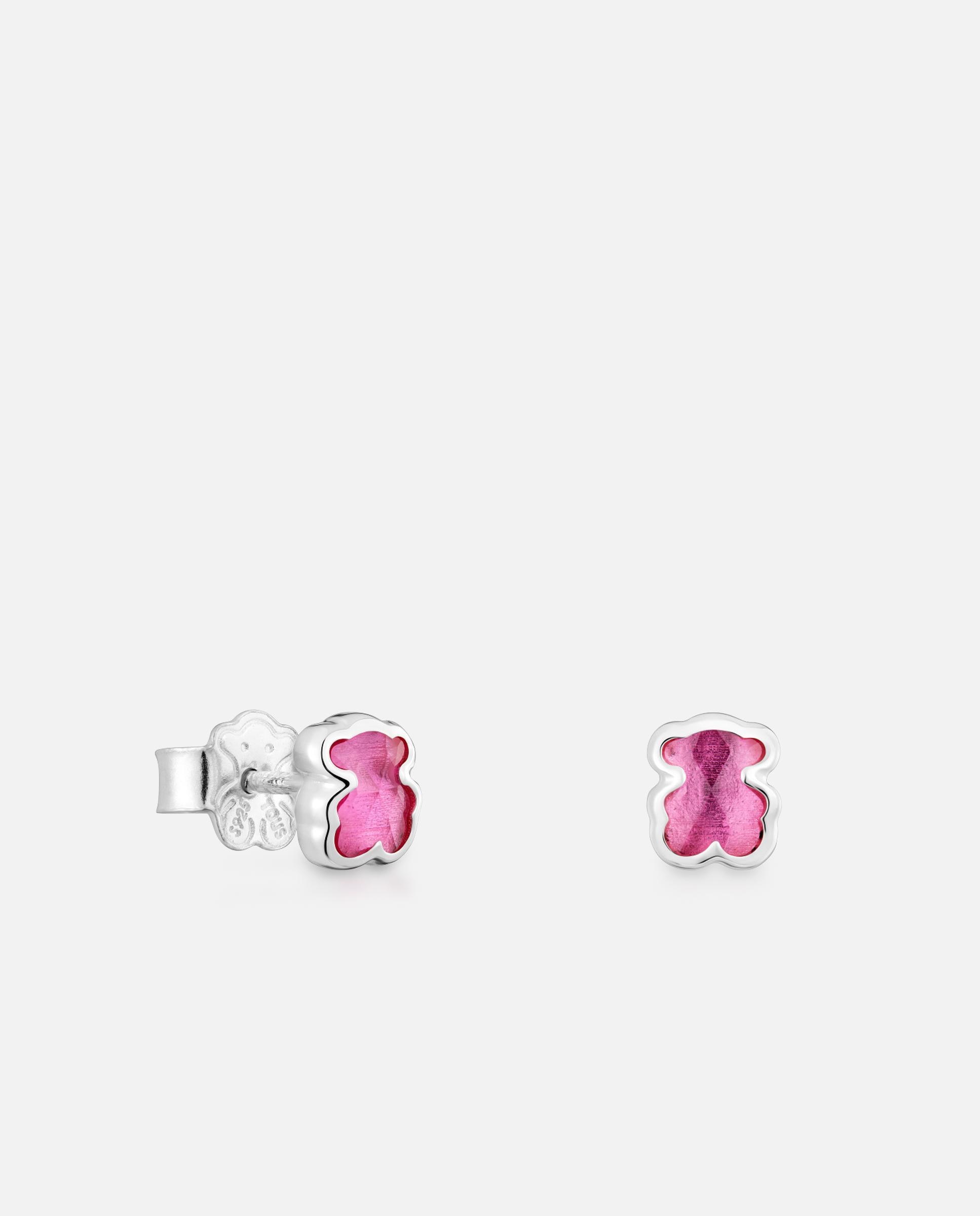 Imagen 1 de Pendientes icon color lgg de plata con rubí creado en laboratorio 5 mm Rosa