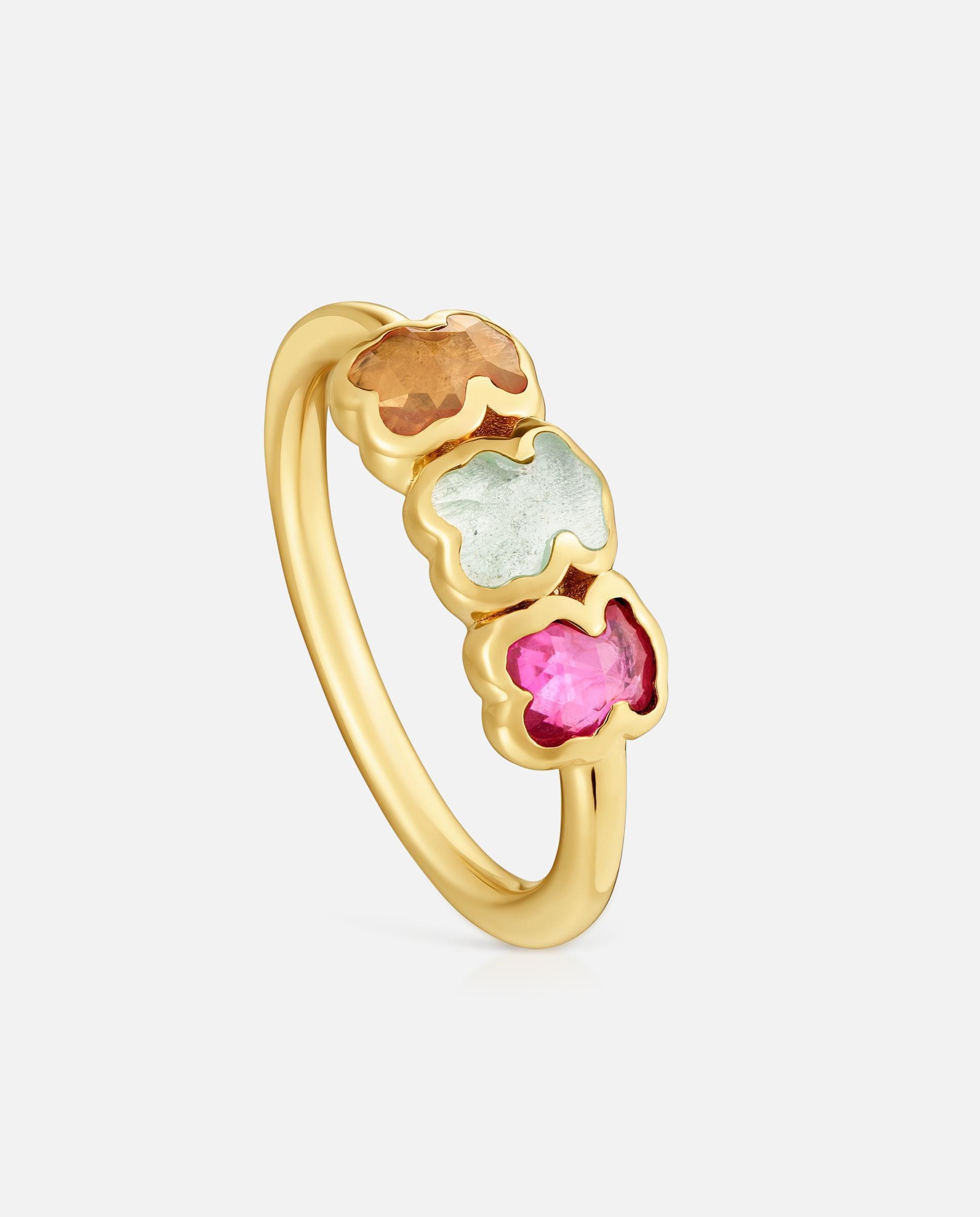 Imagen 0 de Anillo icon color lgg bañado en oro 18 kt sobre plata con gemas creadas en laboratorio Multicolor