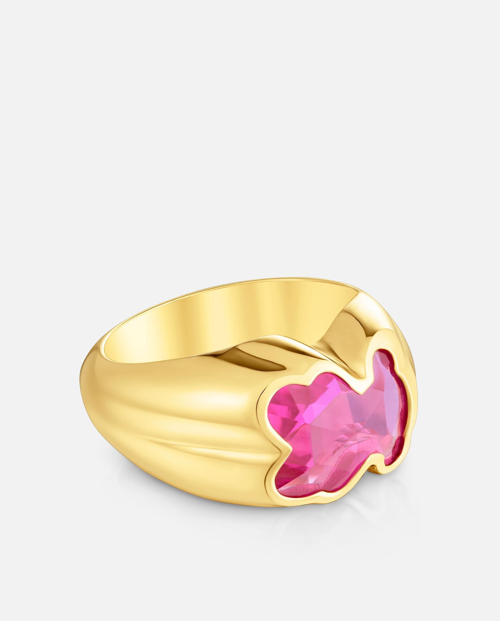 Anillo icon color lgg mediano bañado en oro 18 kt sobre plata y rubí creado en laboratorio - Tous - Rosa Rosa-2