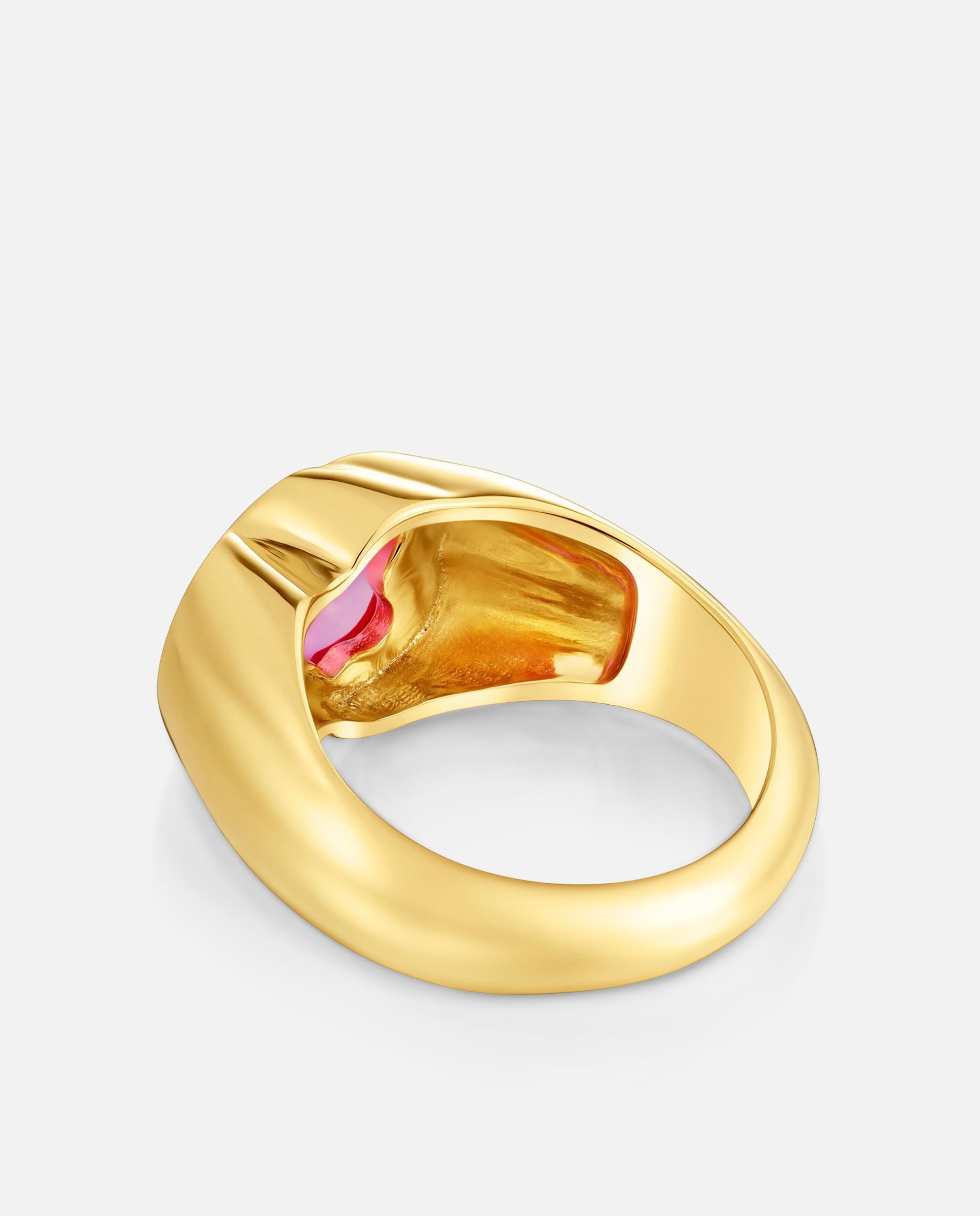 Anillo icon color lgg mediano bañado en oro 18 kt sobre plata y rubí creado en laboratorio - Tous - Rosa Rosa-3
