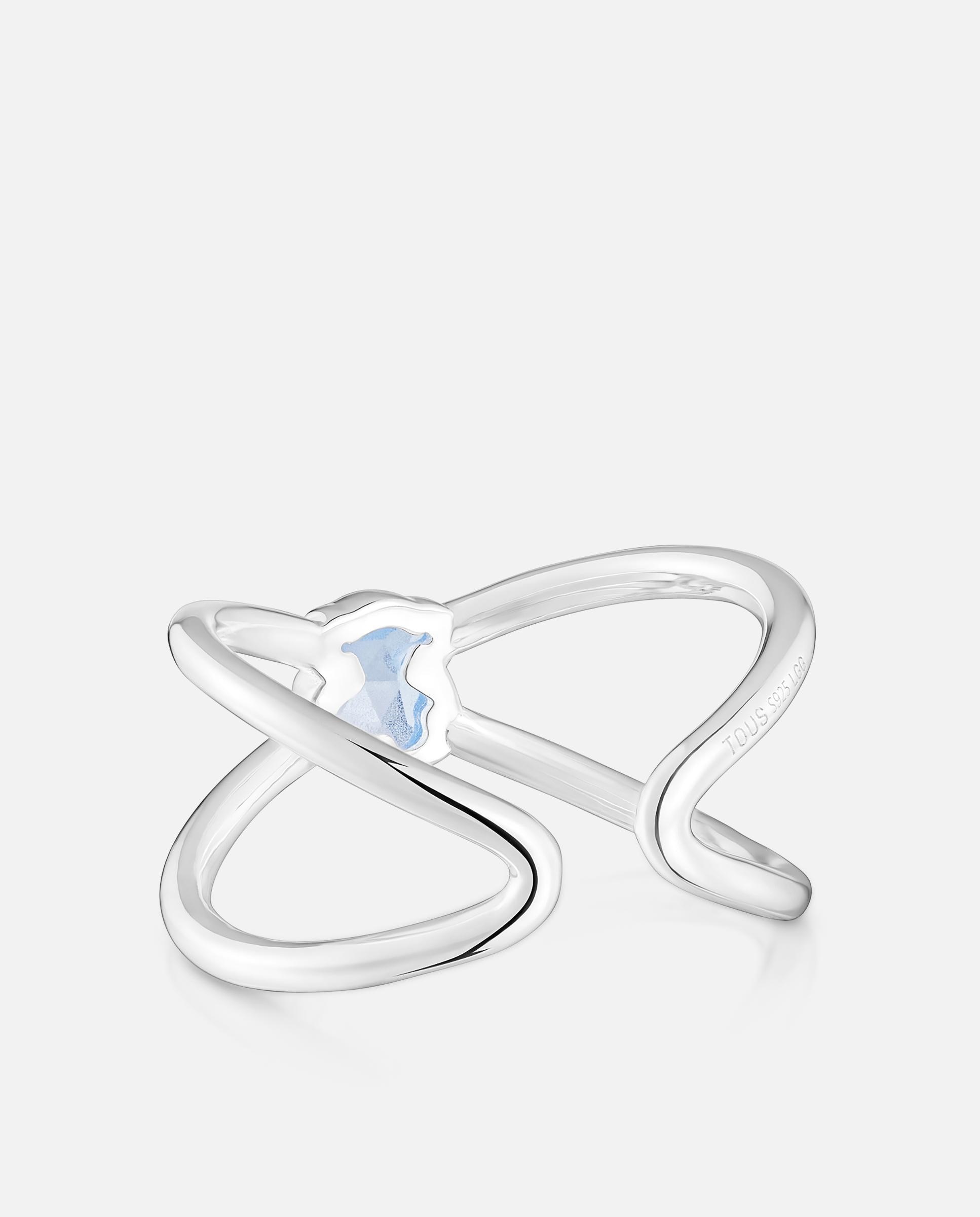 Anillo icon color lgg pequeño de plata con espinela creada en laboratorio - Tous - Azul Azul-3