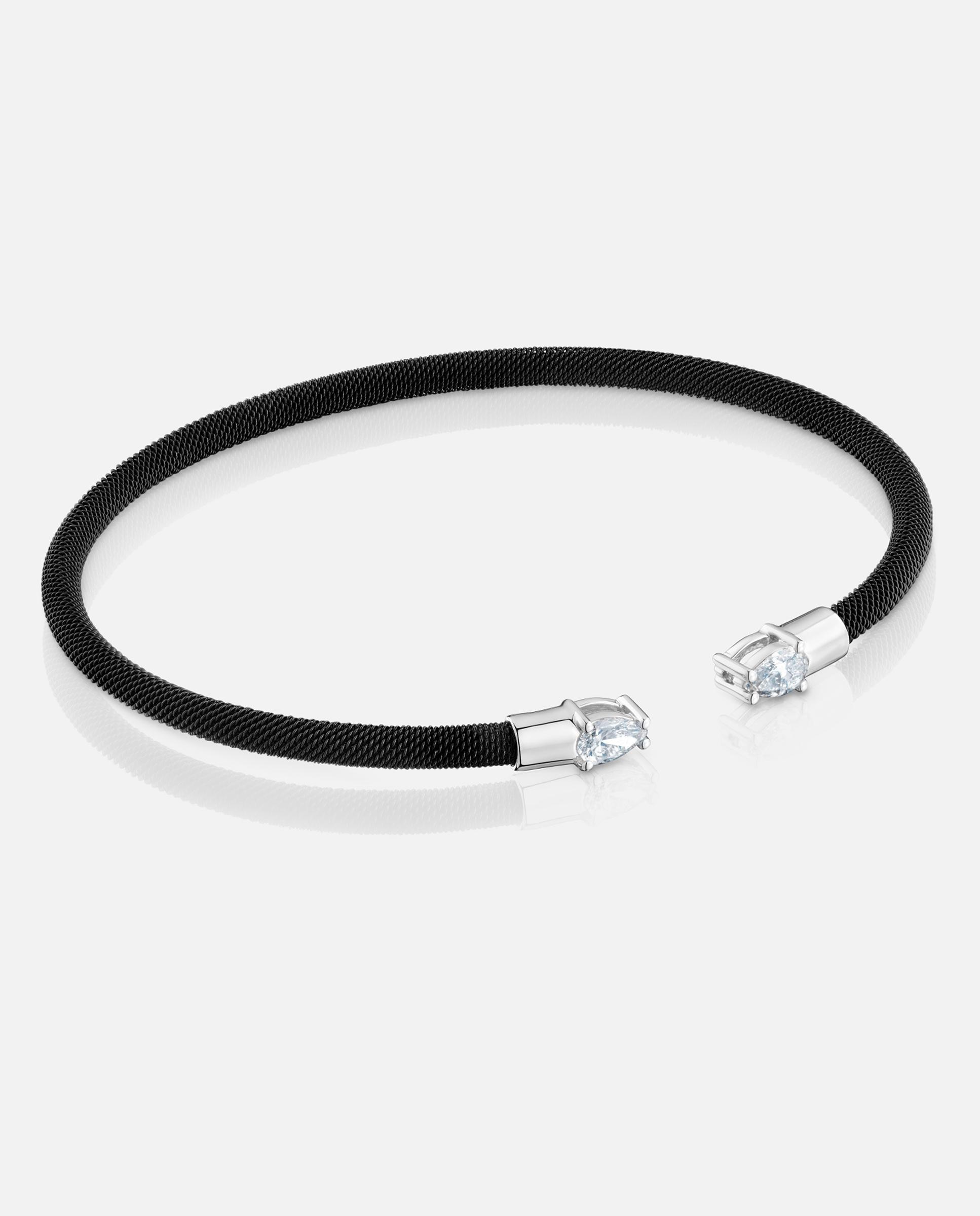 Pulsera rígida mesh lgd de platino, acero negro y diamantes - Tous - Blanco Blanco-1