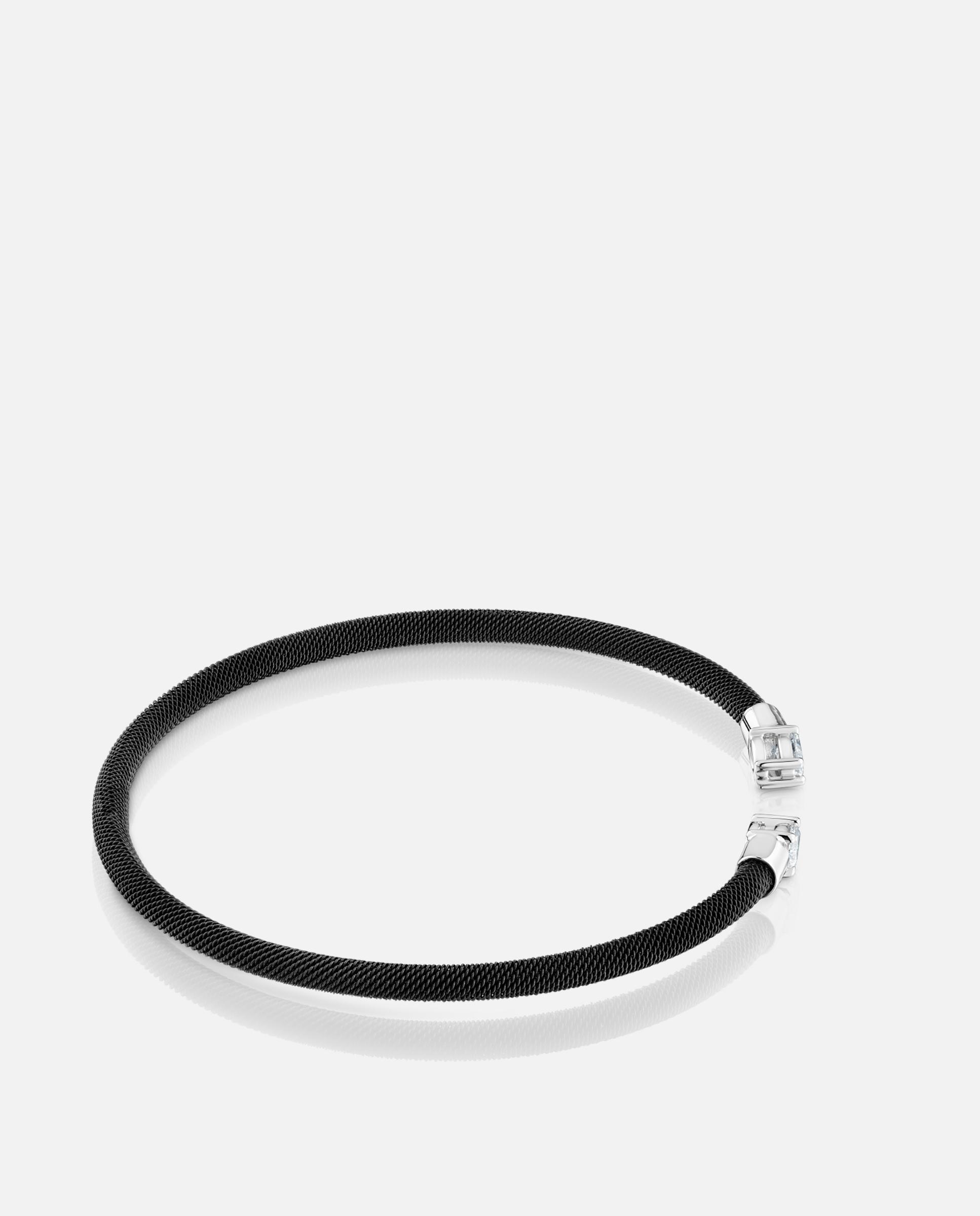 Pulsera rígida mesh lgd de platino, acero negro y diamantes - Tous - Blanco Blanco-2