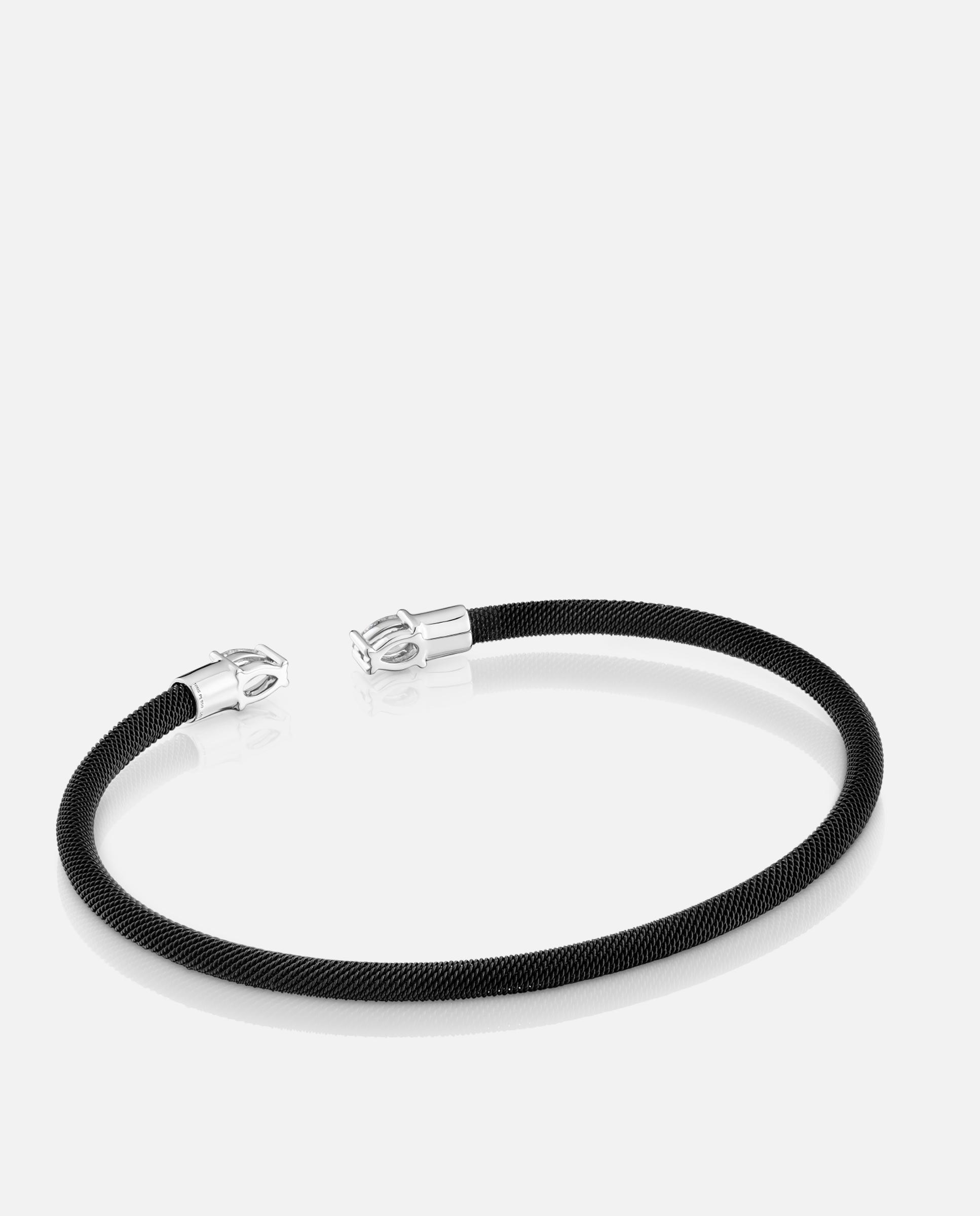 Pulsera rígida mesh lgd de platino, acero negro y diamantes - Tous - Blanco Blanco-3