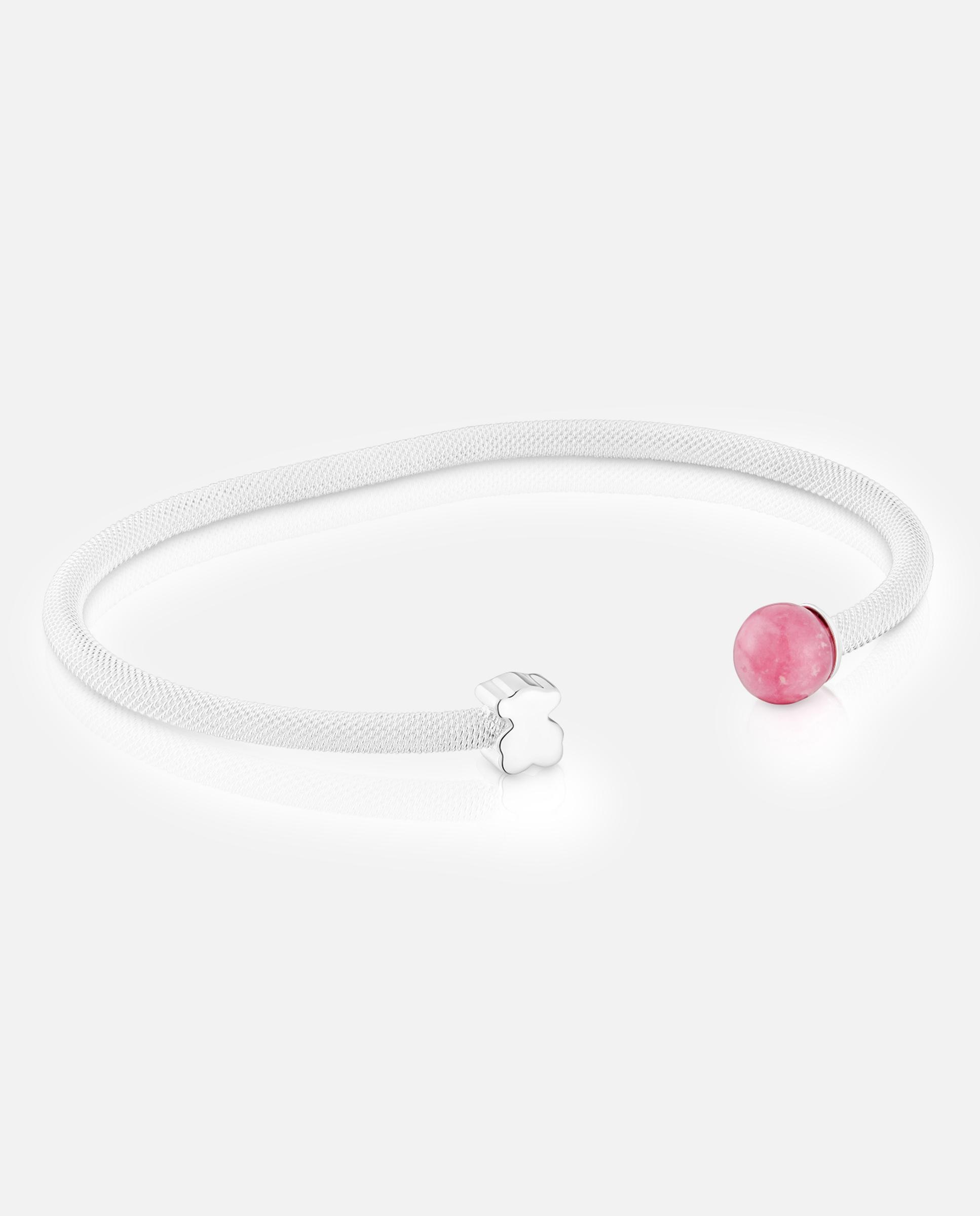 Pulsera rígida icon mesh de plata y rodonita - Tous - Rosa Rosa-1