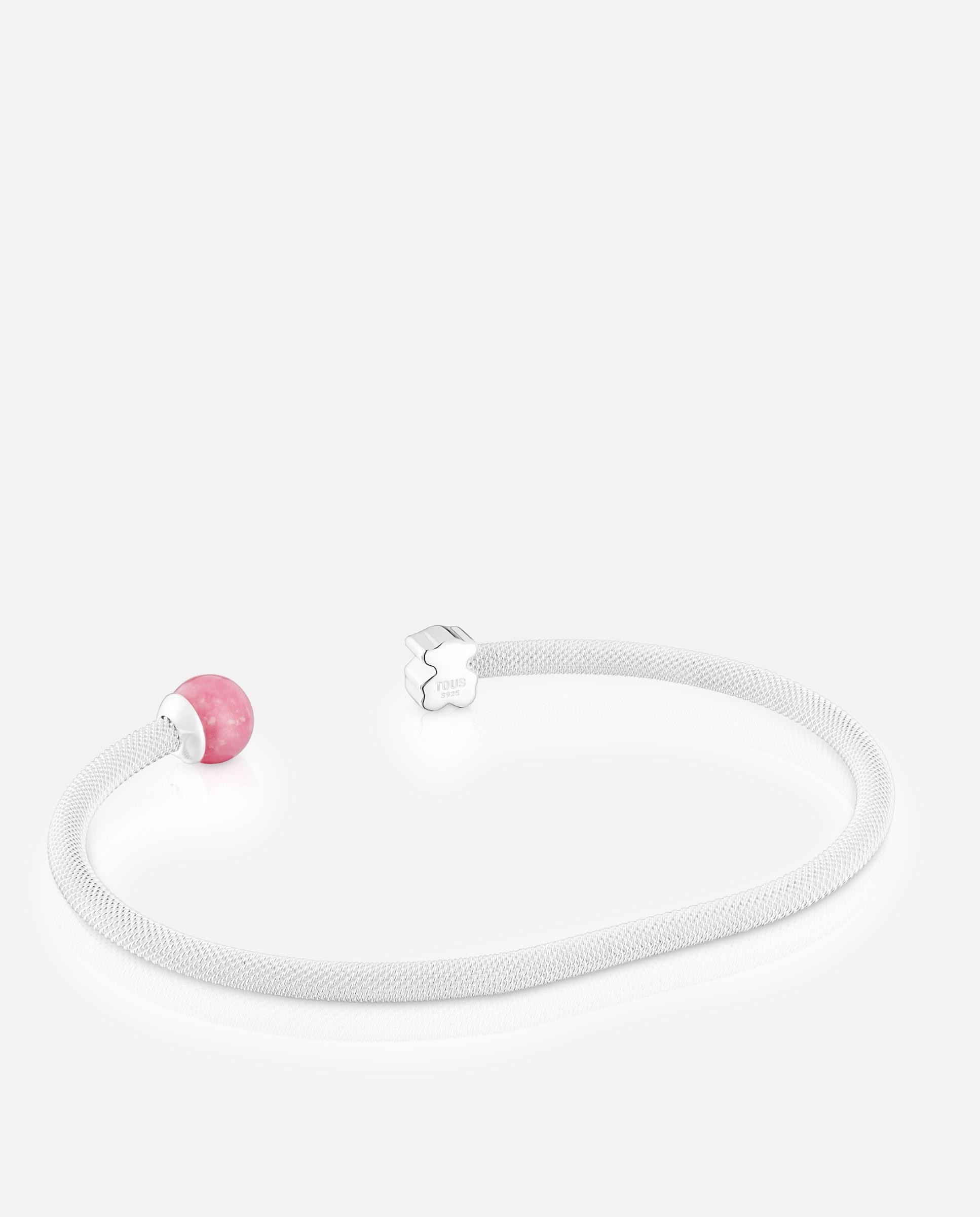 Pulsera rígida icon mesh de plata y rodonita - Tous - Rosa Rosa-3