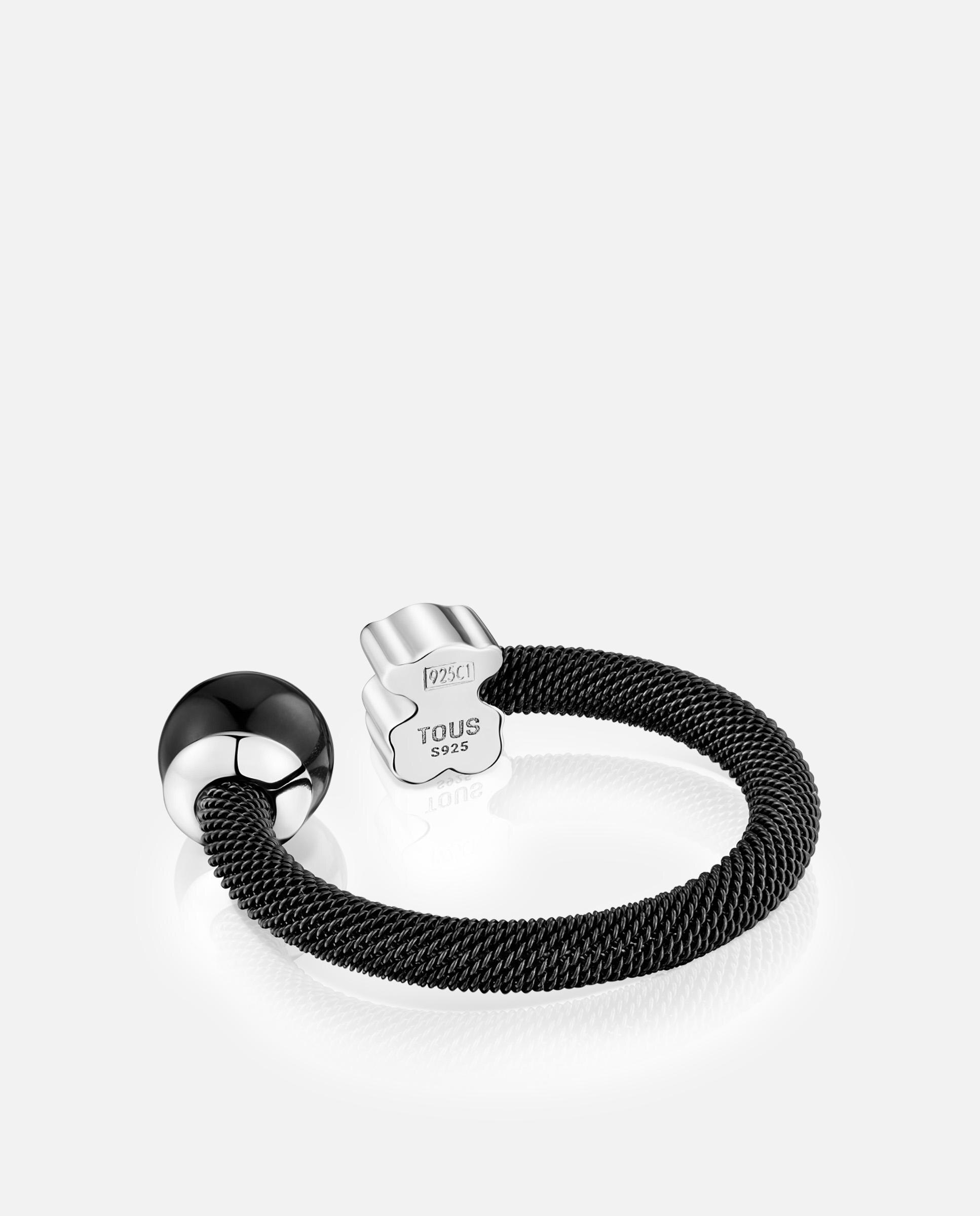 Anillo Icon Mesh abierto de acero y ojo de halcón - Tous - Negro Negro-3