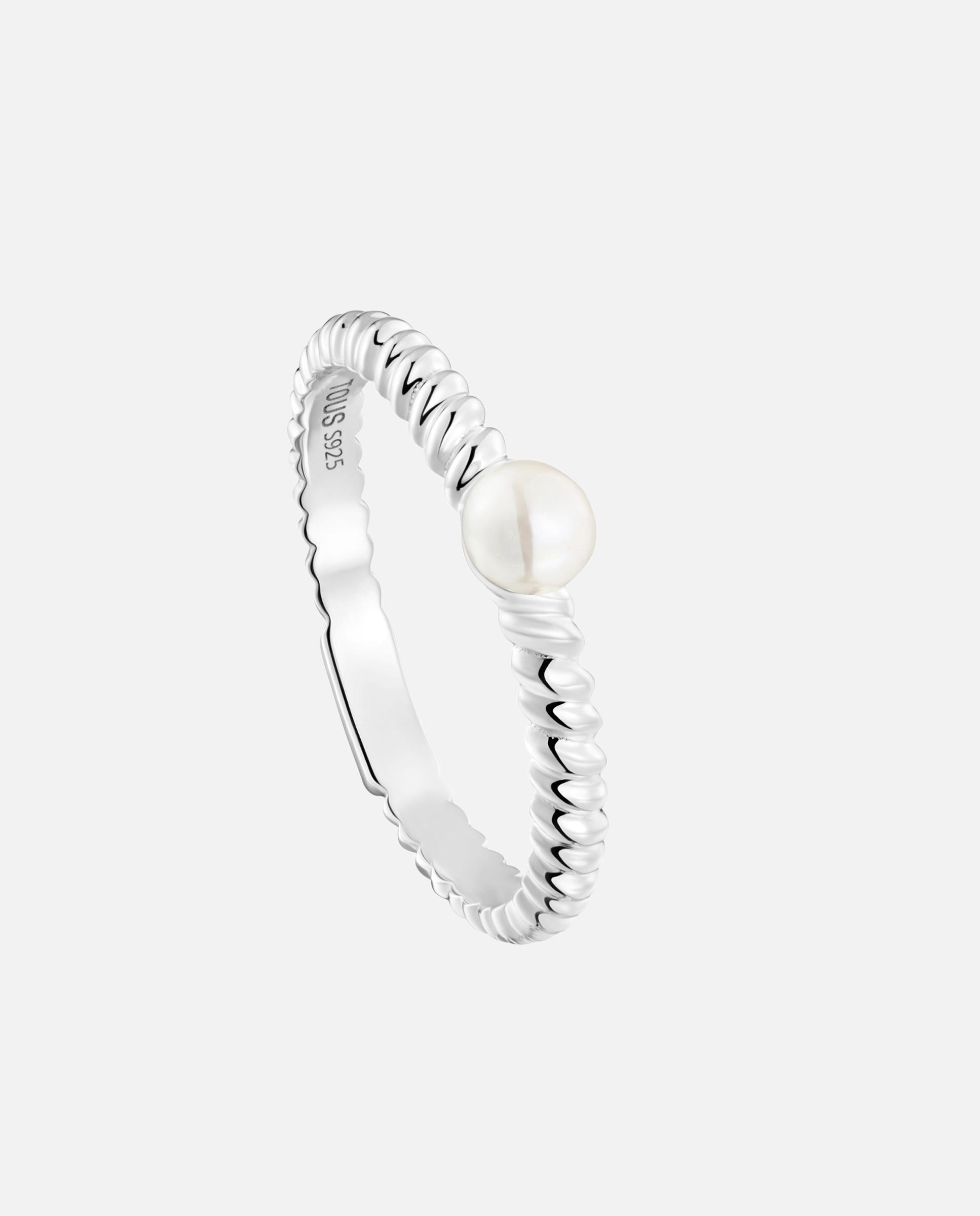 Imagen 0 de Anillo motivos de plata y perla Blanco