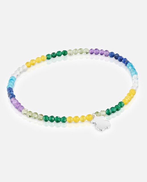Imagen 0 de Pulsera Motivos elástica con gemas y oso de plata