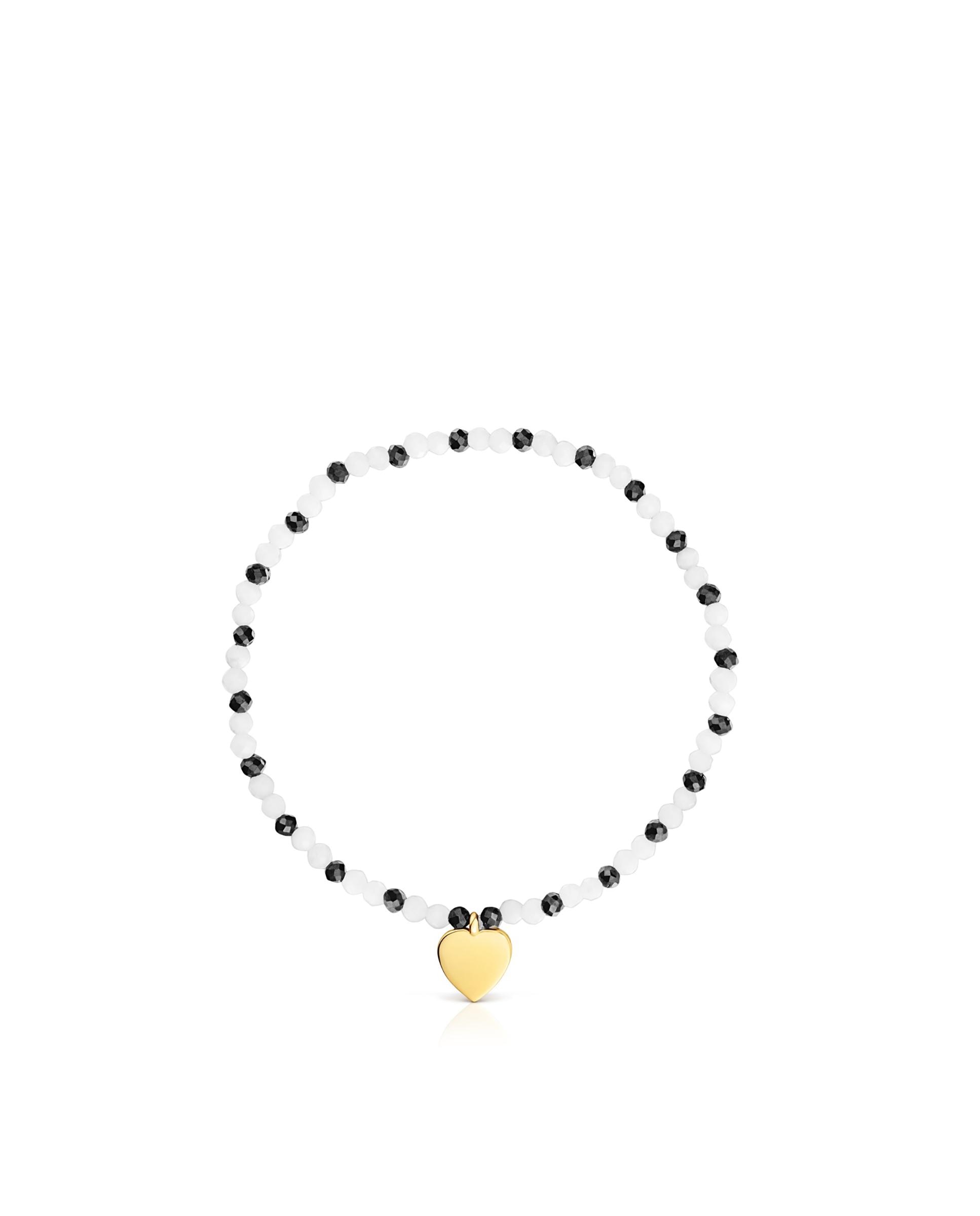 Pulsera con charms motivos elástica con calcedónia, espinelas y corazón bañado en oro 18 kt sobre plata Multicolor Tous Multicolor-2