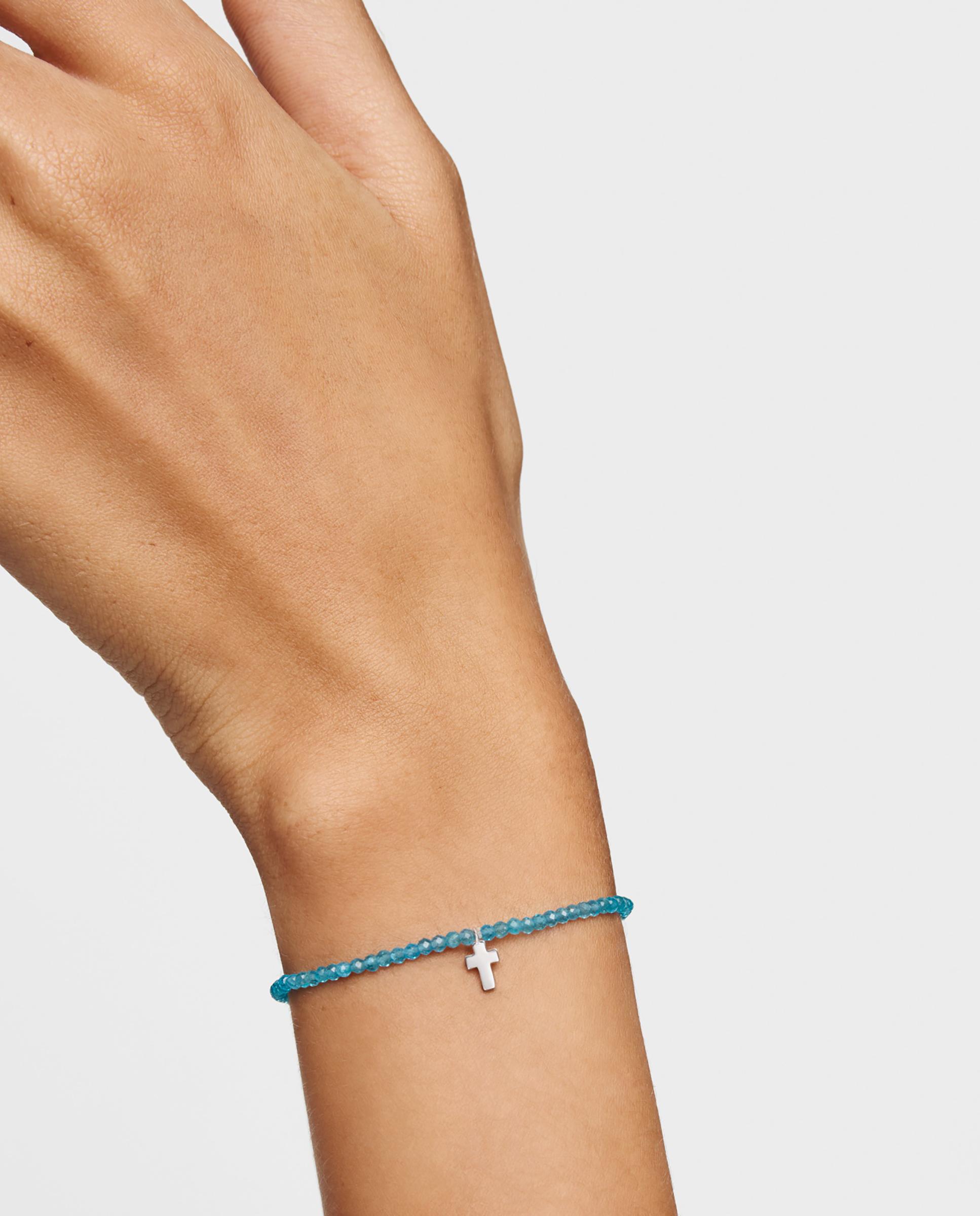Pulsera con charms motivos elástica con apatito neón y cruz de plata - Tous - Azul claro Azul claro-6
