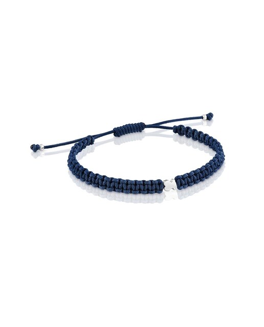 Imagen 0 de Pulsera Motivos oso de plata y nylon verde